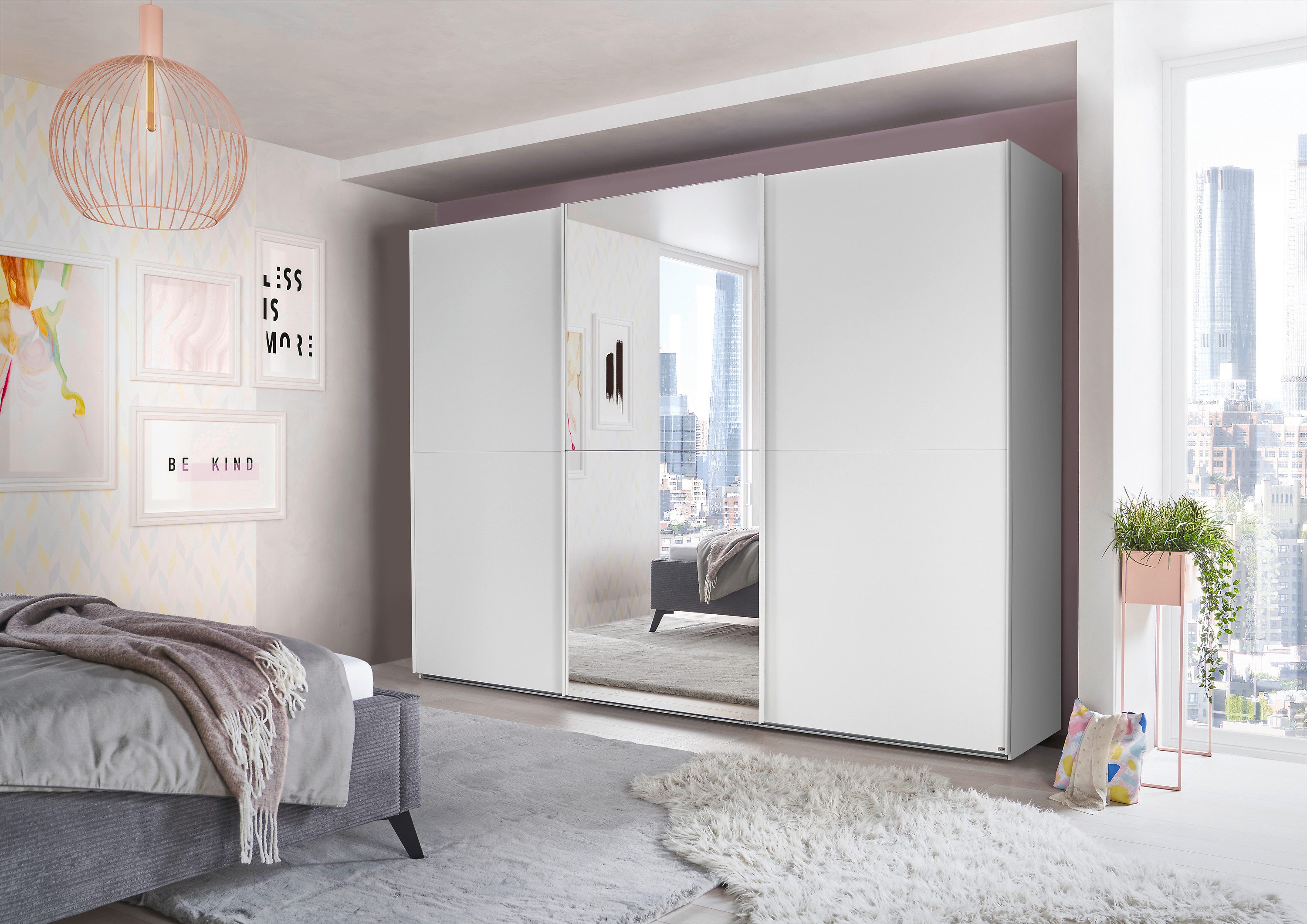 set one by Musterring Schuifdeurkast Henderson met spiegel, inclusief planken en garderobestangen