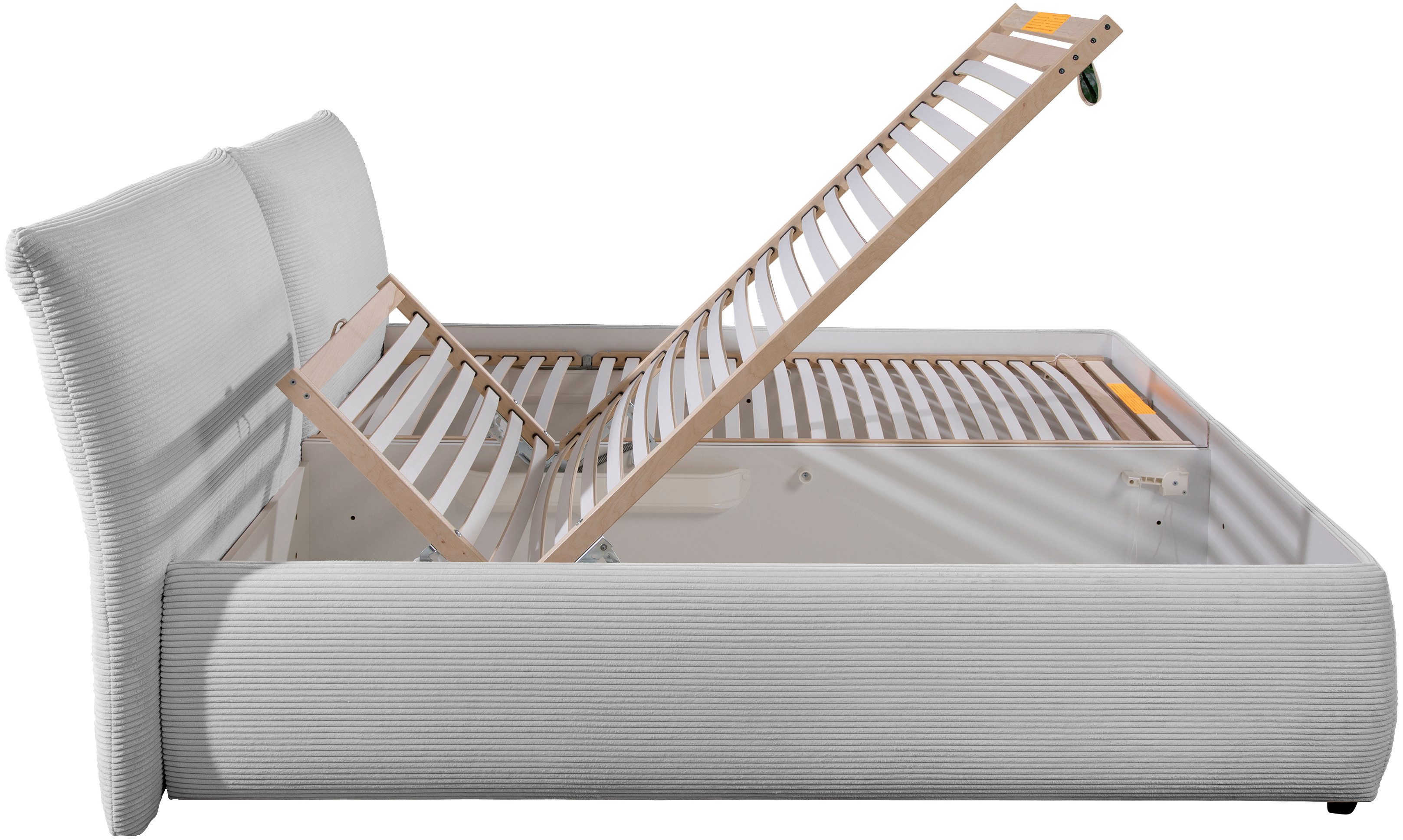 Maintal Gestoffeerd bed Wiesenbach, met cord-stof optioneel in hardheidsgraad h2, h3 of h4