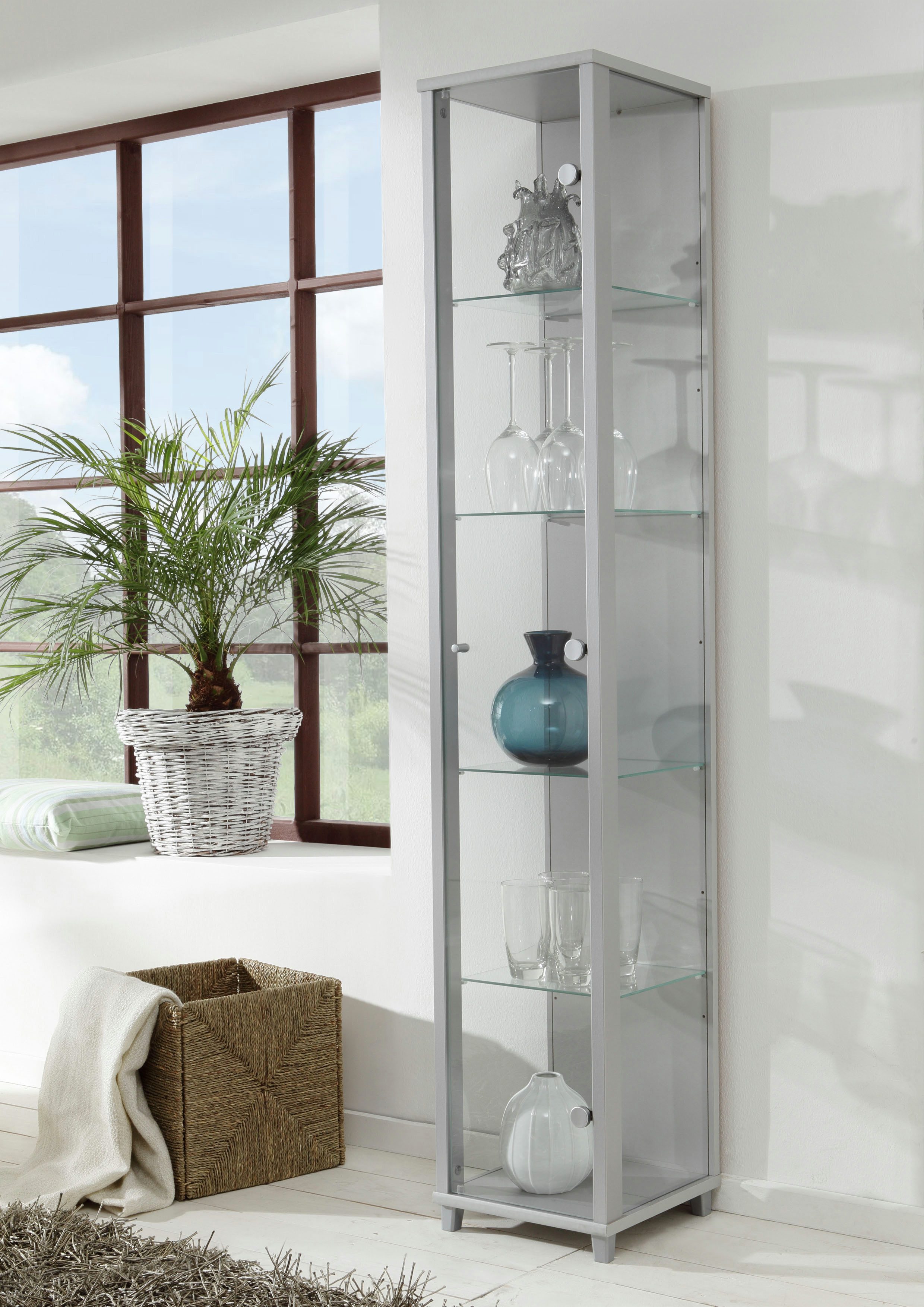 fif möbel Vitrinekast OPTIMA hoogte ca. 172 cm Staande vitrine/Glasvitrine 1x Glazen deur, perfect voor verzamelaars, verzamelvitrine
