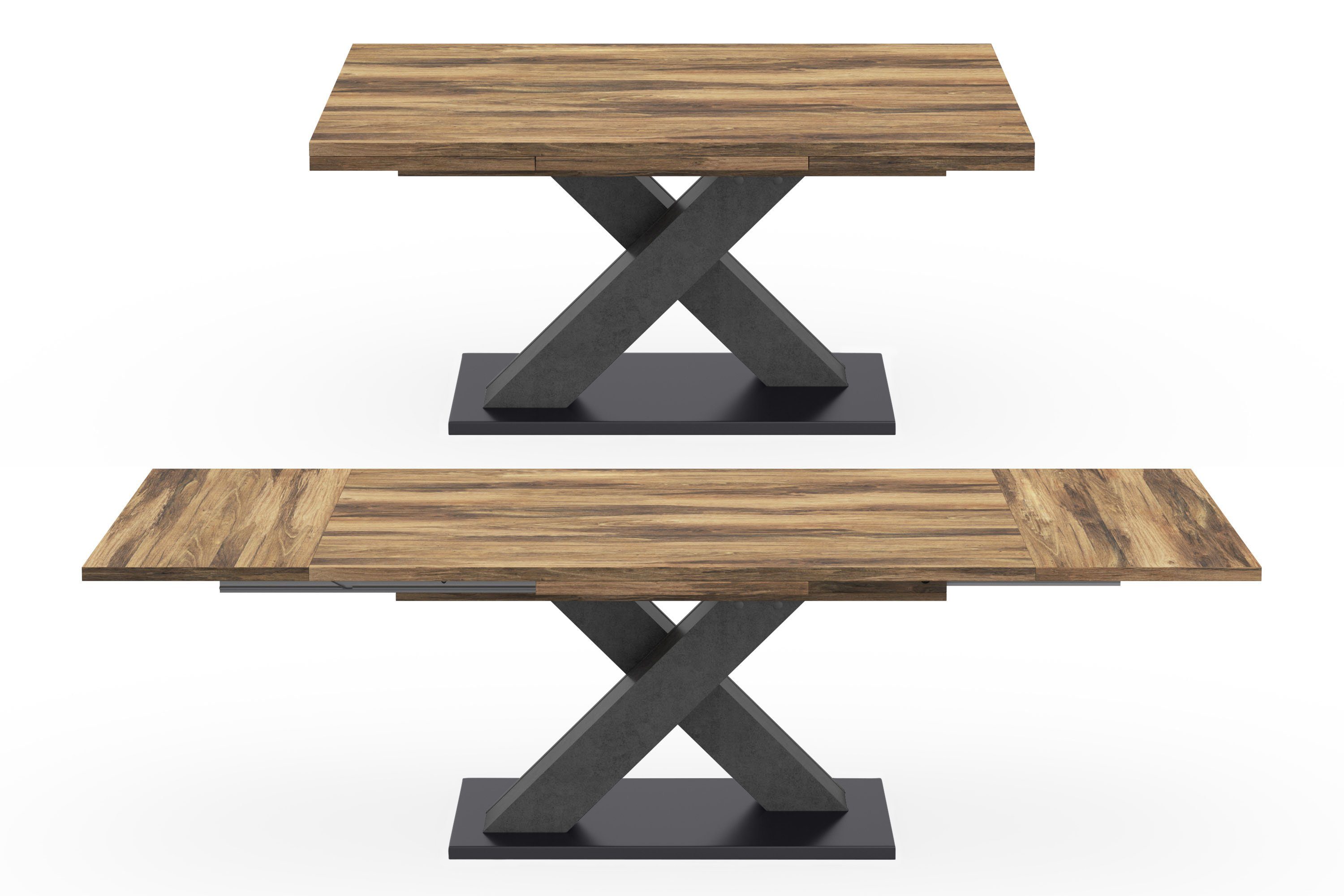 Mäusbacher Eettafel Comfort tafel TOPSELLER! Mäusbacher eettafel met X-frame en voetplaat. Breedte 160-260