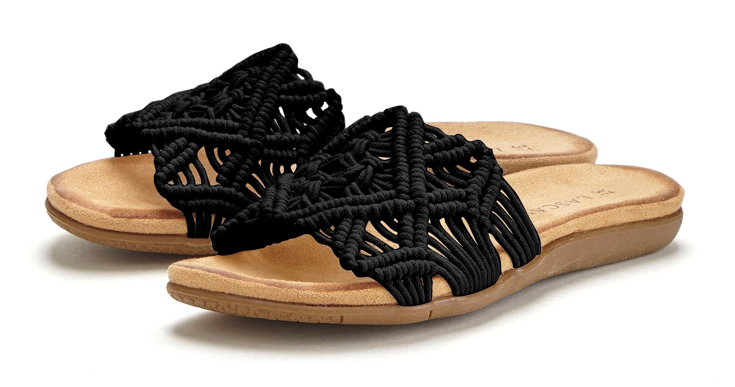 Lascana Slippers Mule, sandaal, open schoen met modieus haakpatroon VEGAN