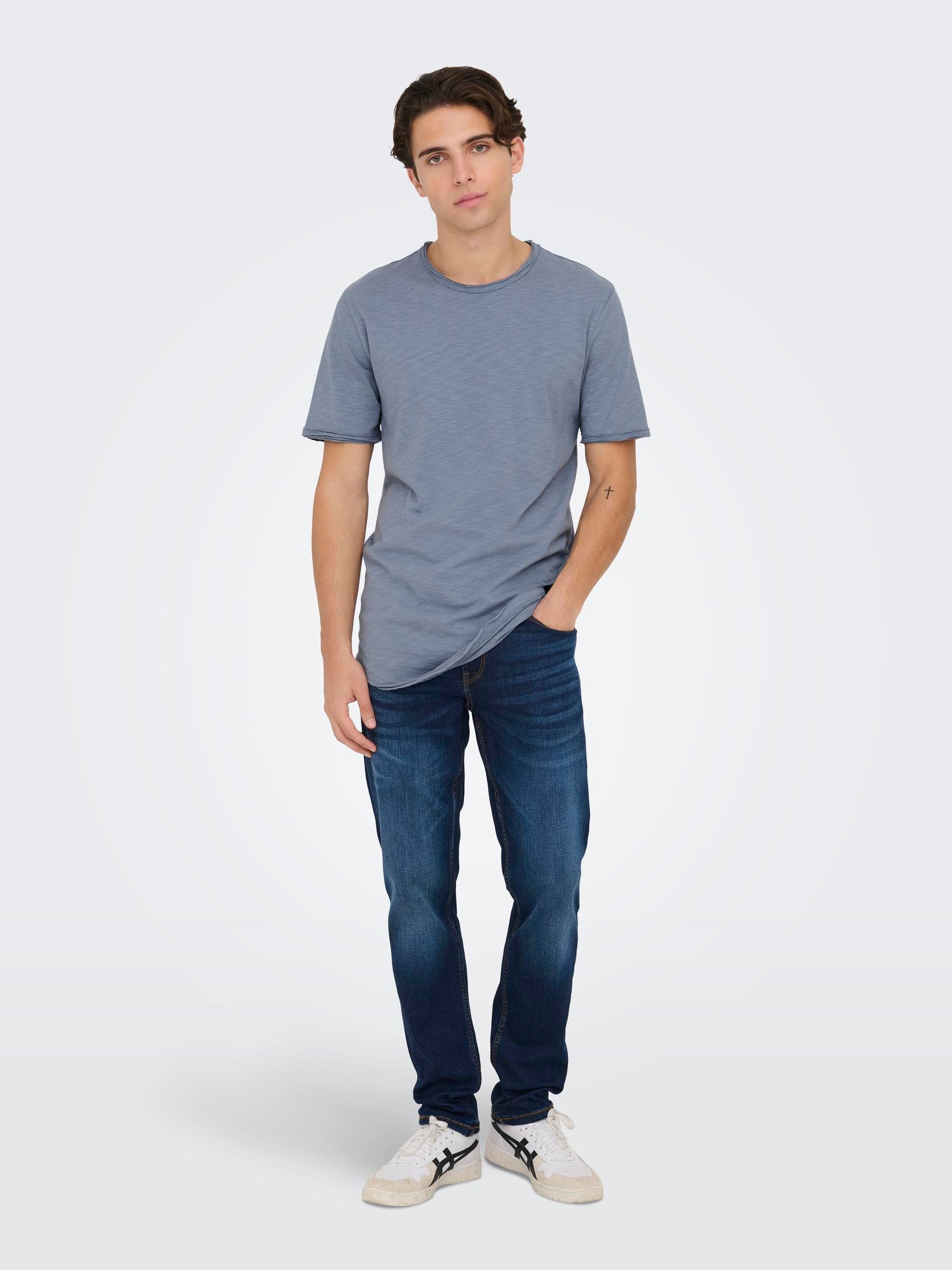 ONLY & SONS Shirt met ronde hals ONSBENNE LONGY SS TEE NF 7822 NOOS