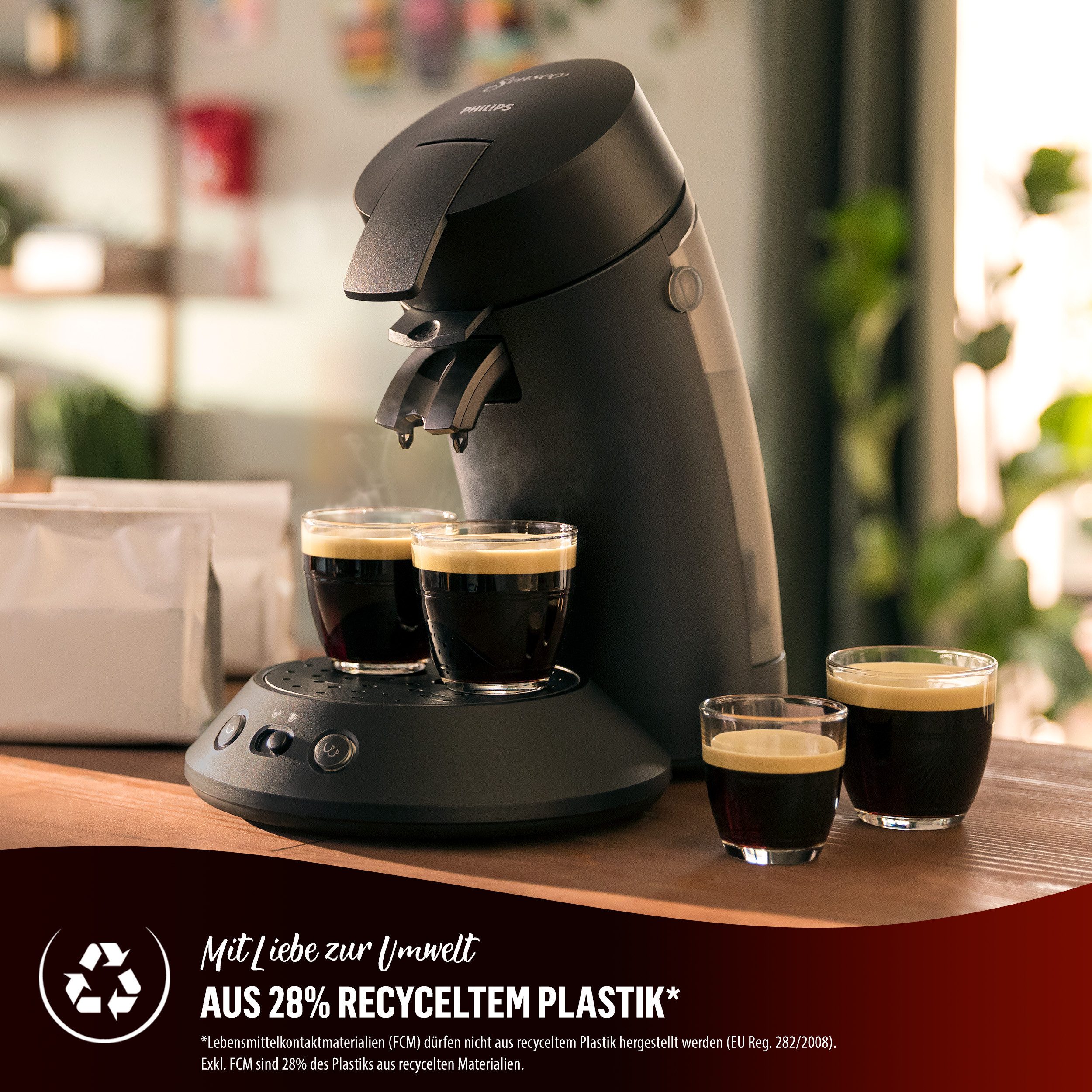 Senseo Koffiepadautomaat Original Plus CSA 210/60, van 28% gerecycled plastic, inclusief gratis toevoeging (waarde 5 € rrp)