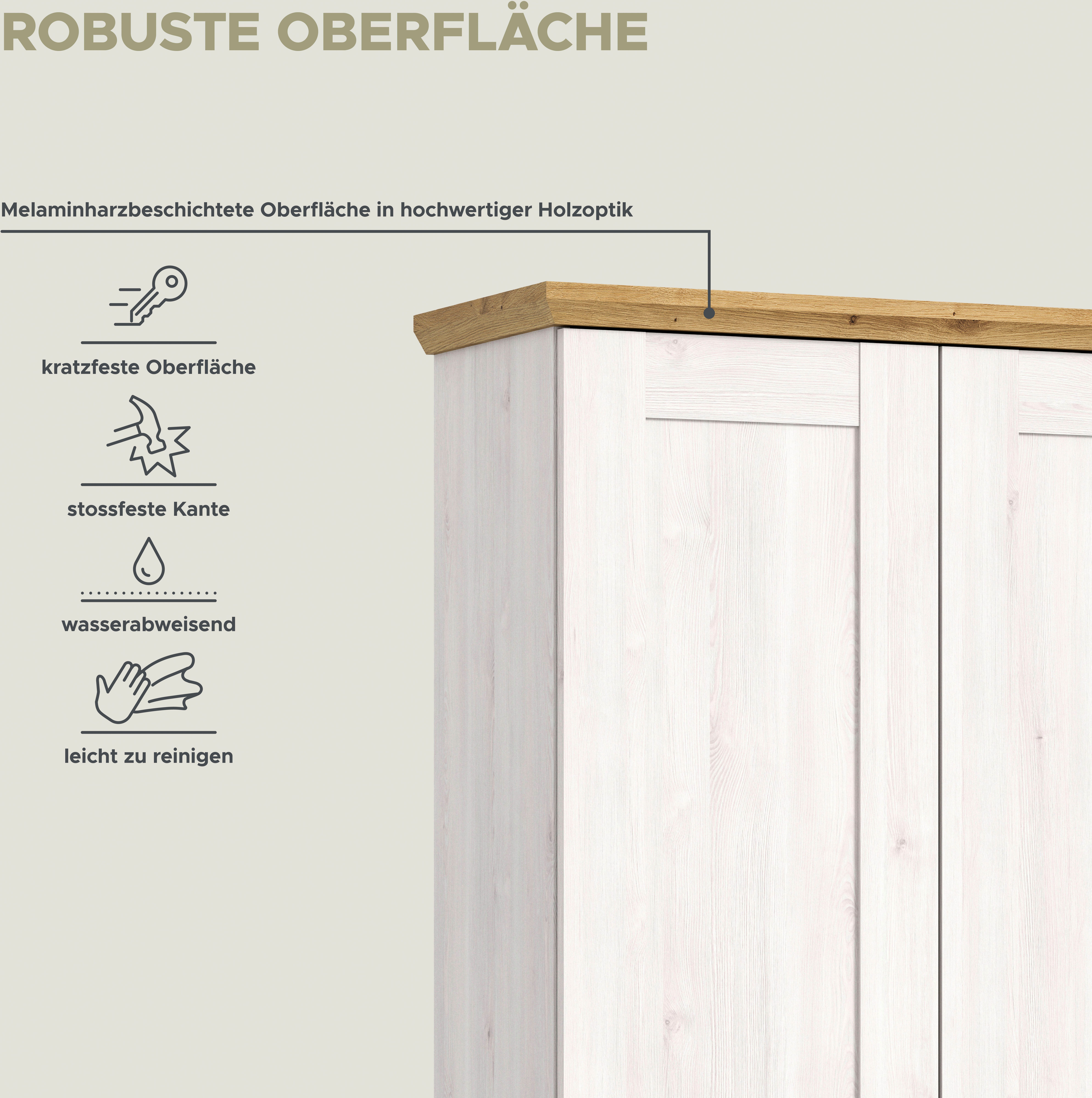 Home affaire Halmeubelset Cosenza, Breedte ca. 175 cm, 2-kleurig, 3-delig, bestaande uit: (3-delig)