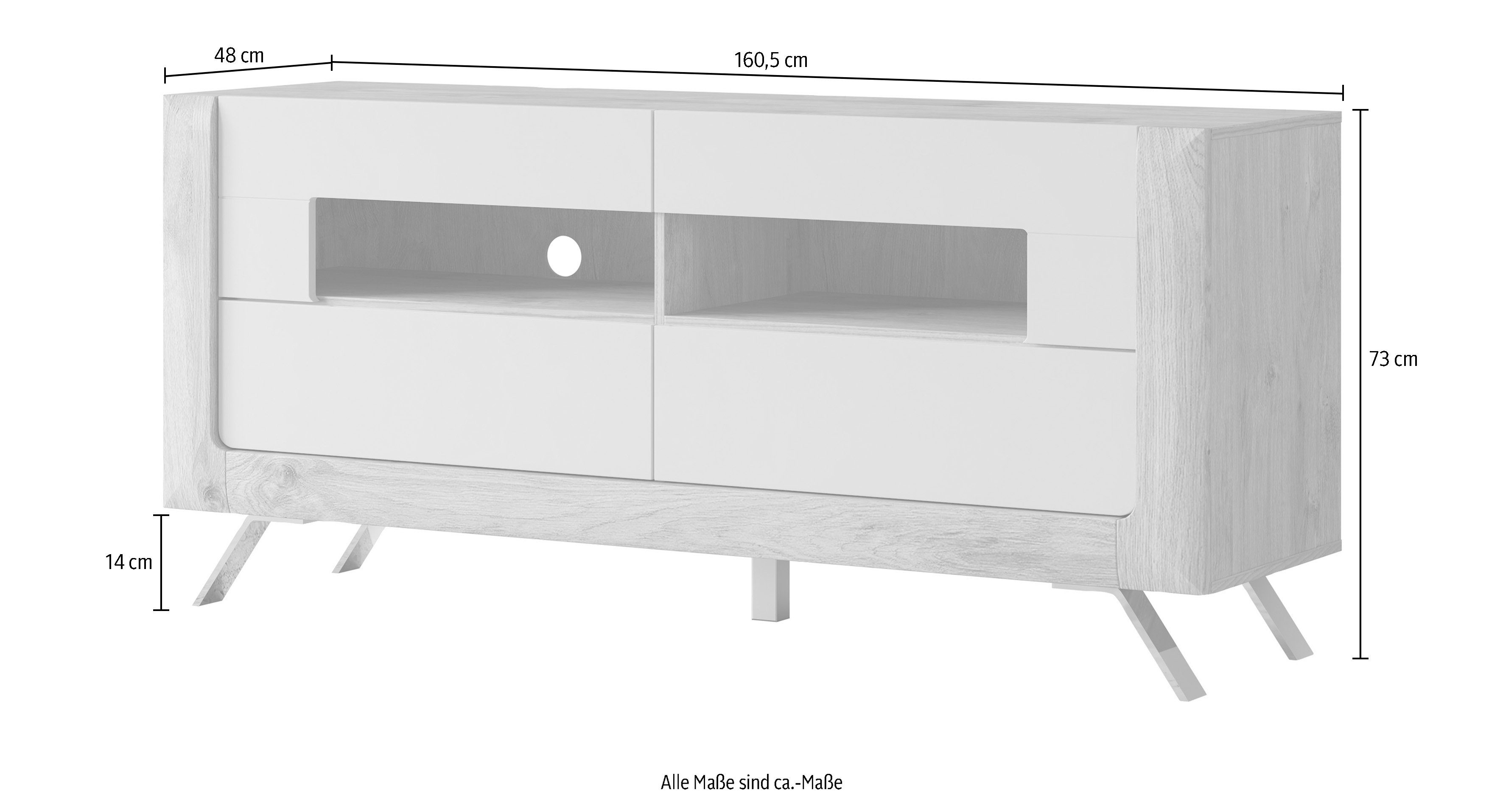 Leonique Tv-meubel Kasai Breedte 160,5 cm, met 2 laden