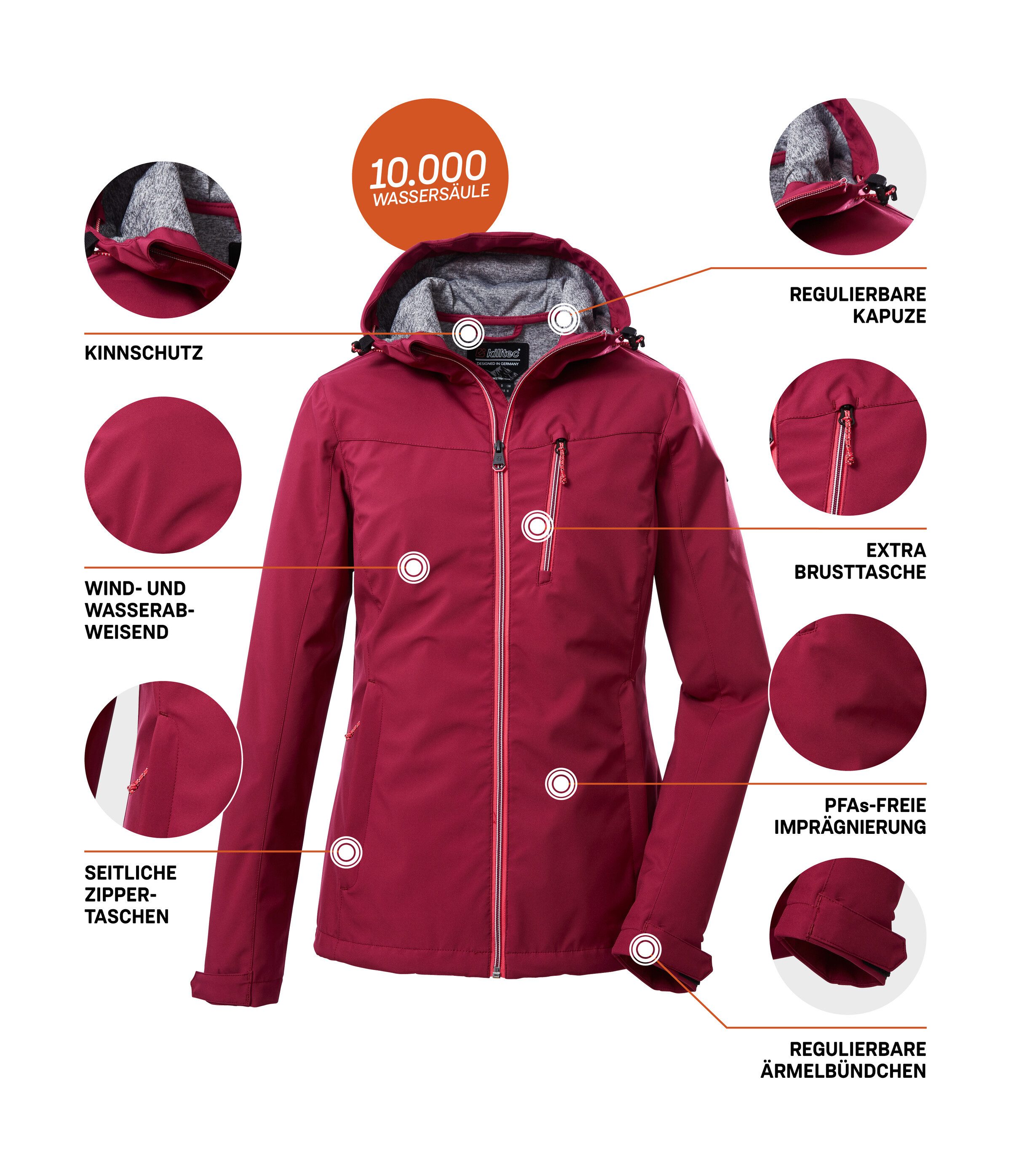 Killtec Softshell-jack KOS 89 WMN SFTSHLL JCKT Dames softshelljack: wind- en waterdicht, ademend