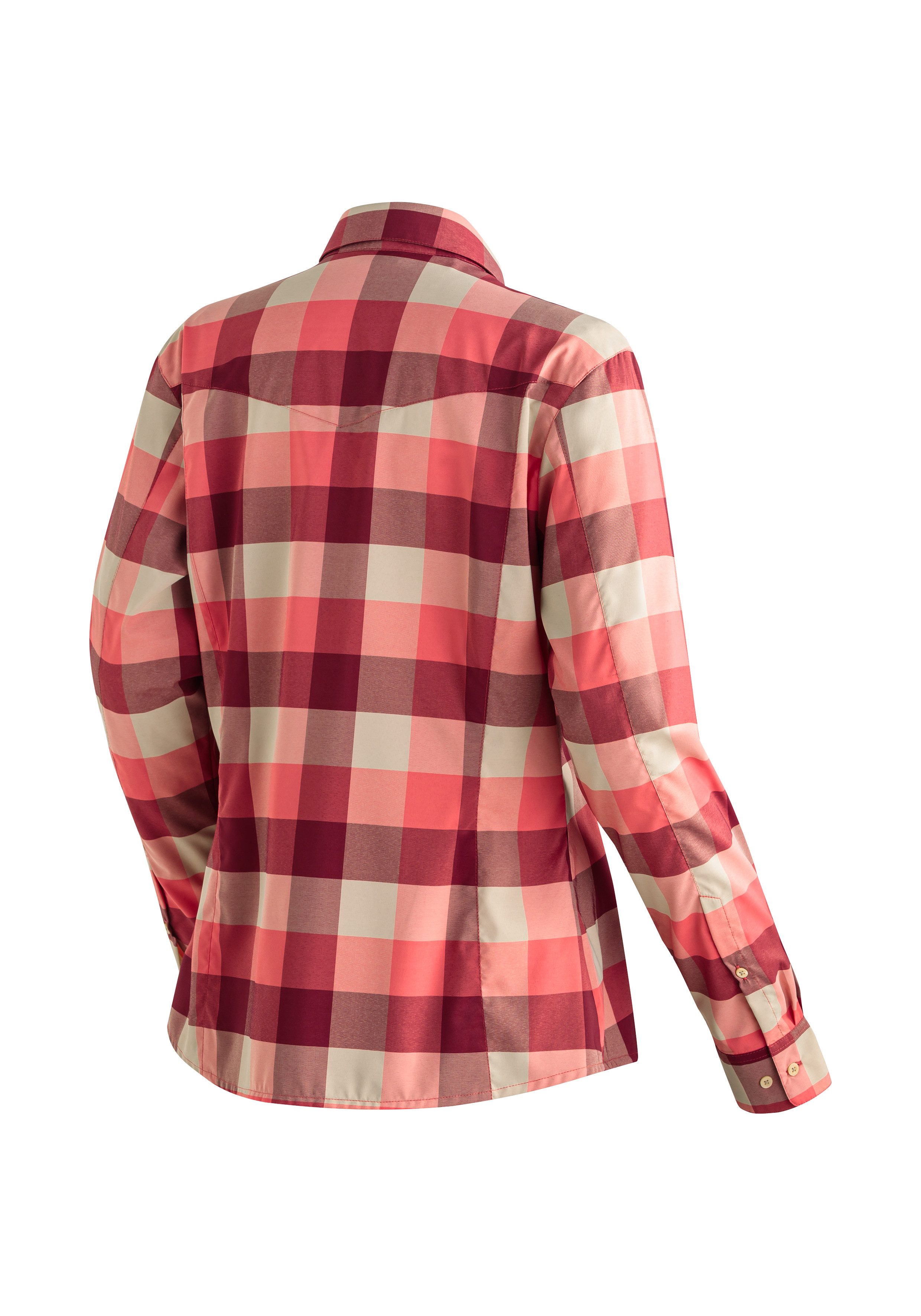 Maier Sports Outdoorblouse Kendra L/S W Dames lange mouwen blouse, onderhoudsvriendelijke geruite blouse