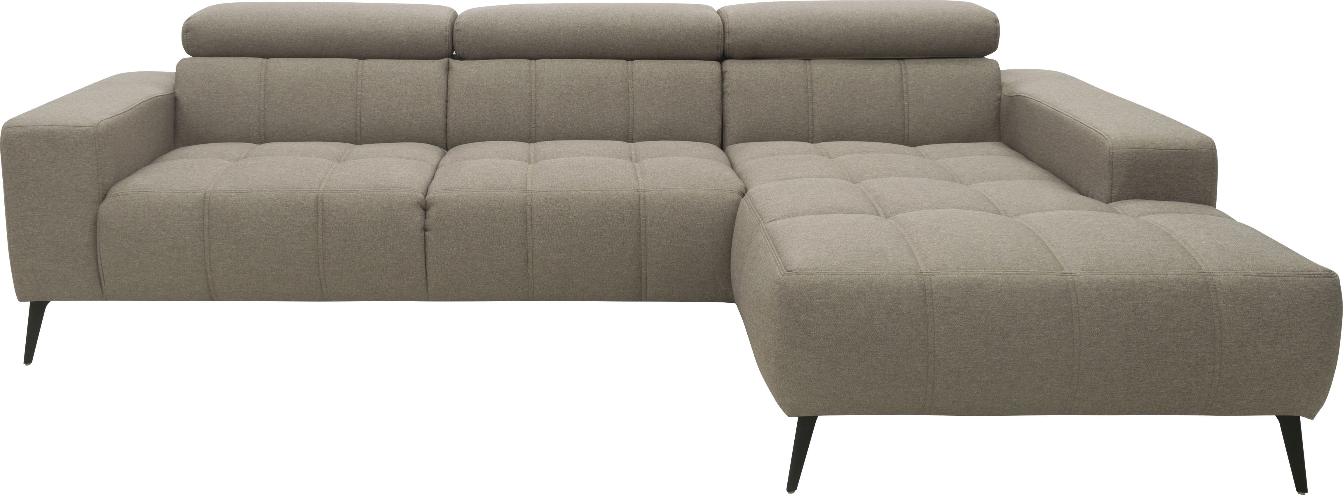 DOMO collection Hoekbank Trento L-vorm, met sledevoet of enkele voet naar keuze met verstelbare hoofdsteun, récamier links/rechts bestelbaar