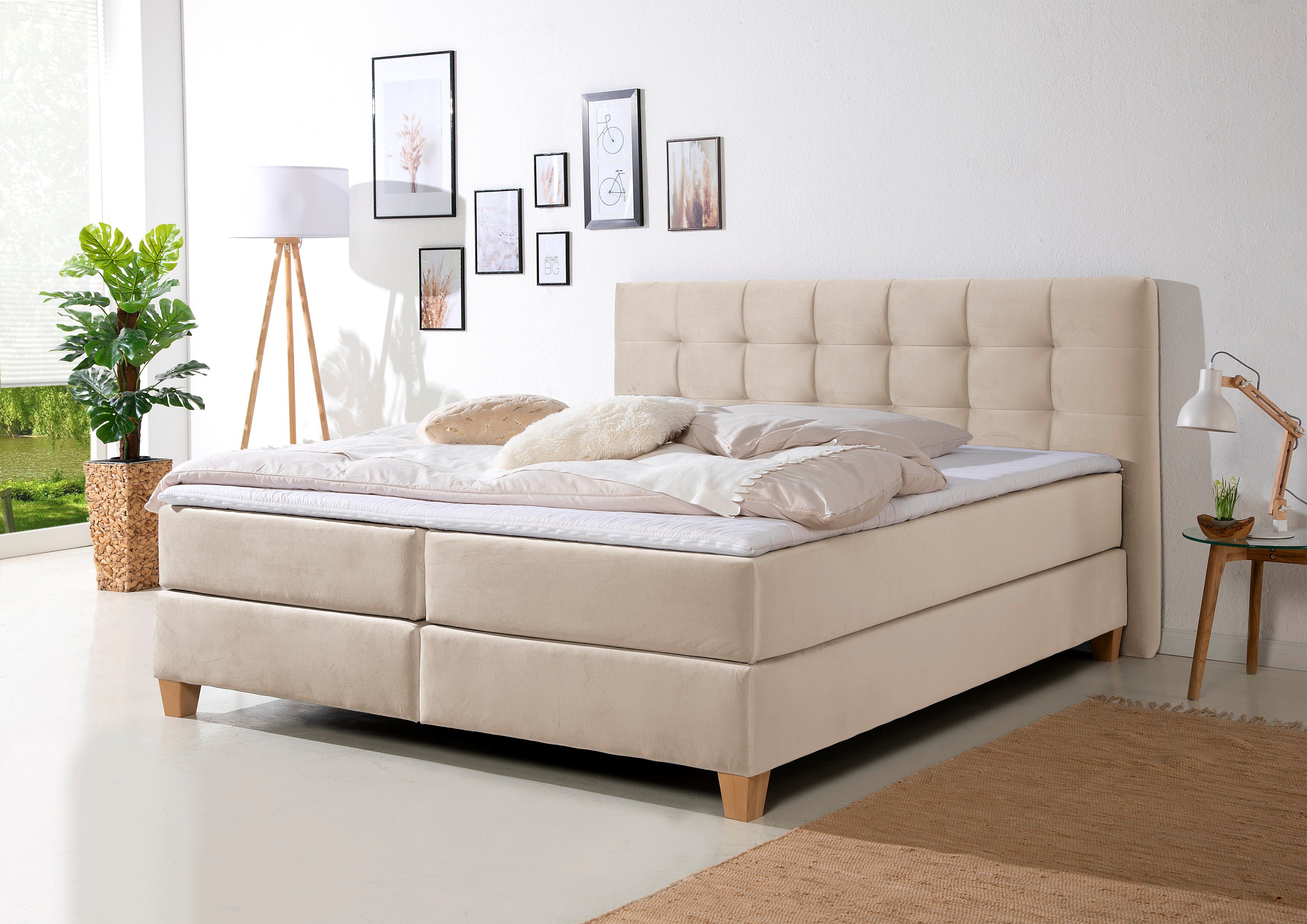 Home affaire Boxspring Moulay incl. topmatras, in extra lang 220 cm, 3 hardheden, ook in h4