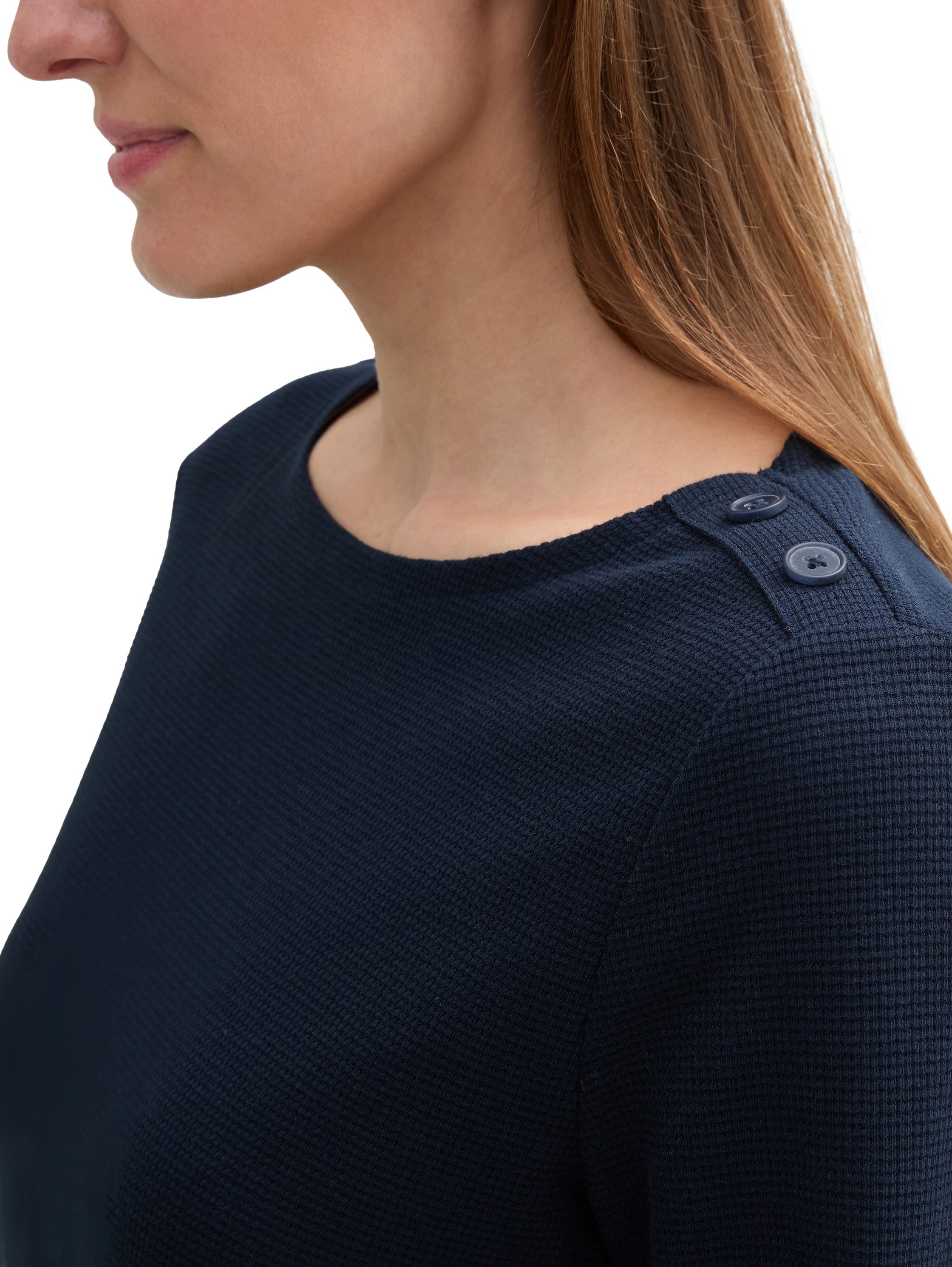 Tom Tailor Shirt met 3/4 mouwen met een rijgkoord bij de zoom