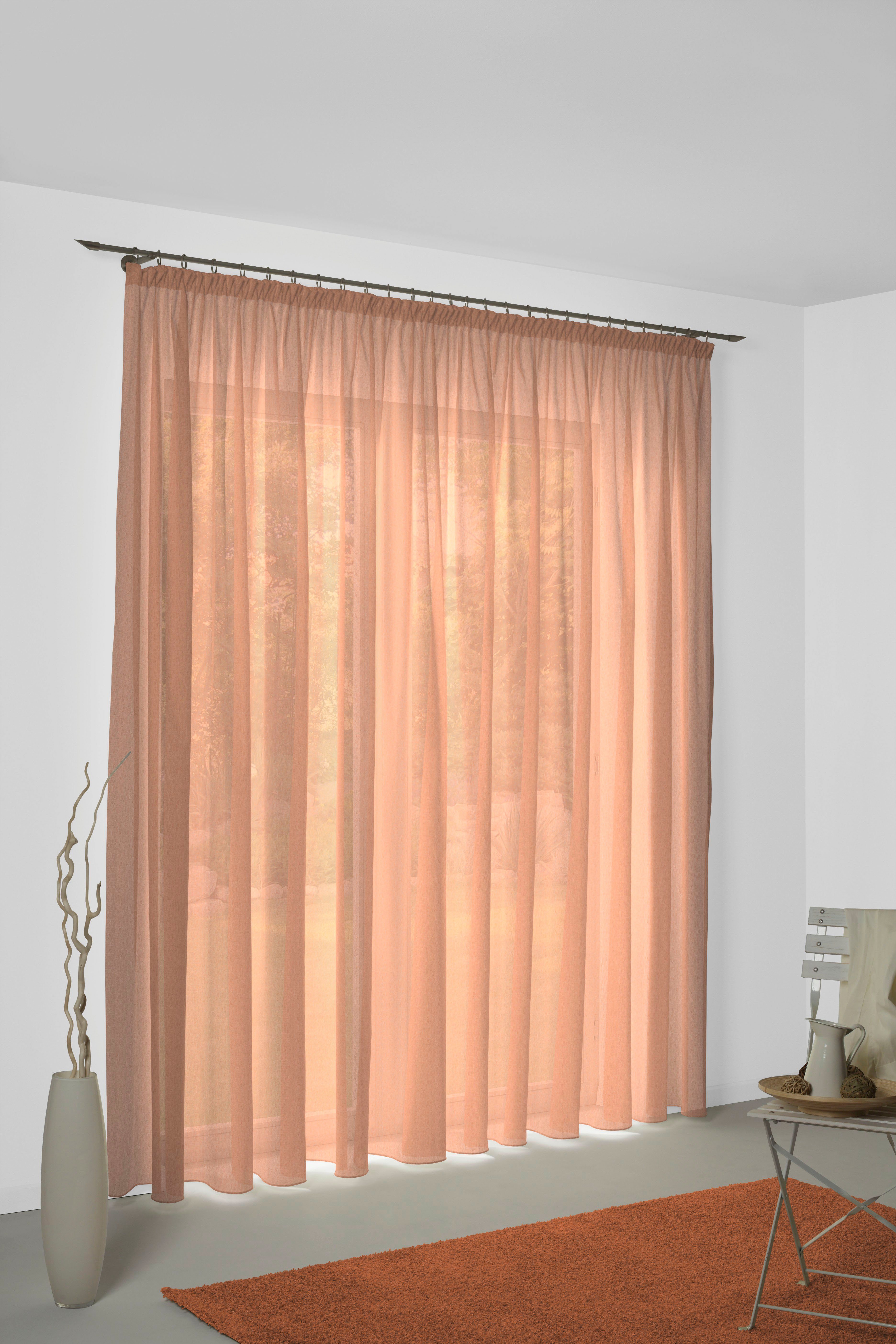 Wirth Gordijn Sunday op maat (1 stuk) kant & klaar gordijnen maat 142 cm x 155 cm bruin