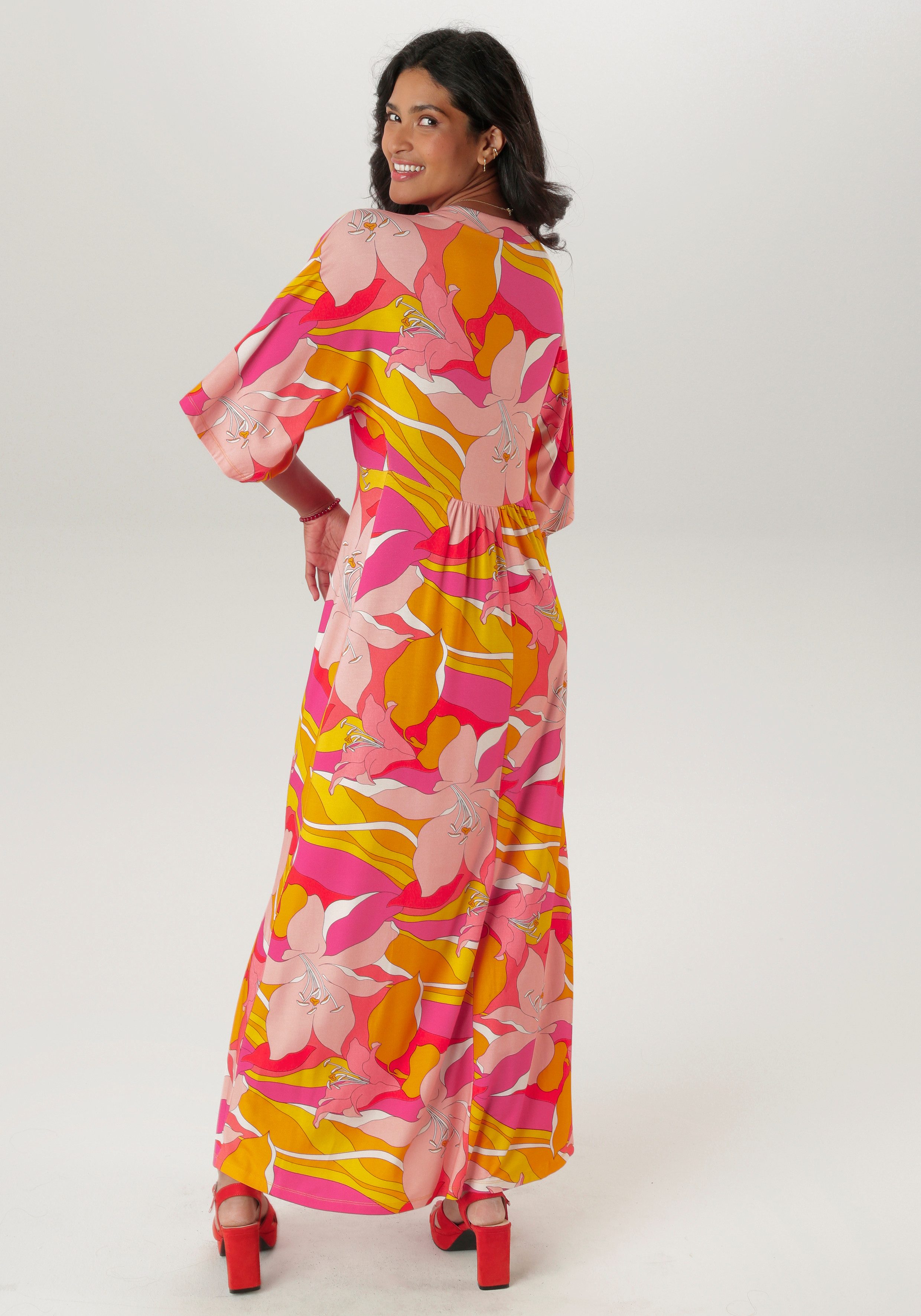 Aniston SELECTED Maxi-jurk met wijde 3/4-mouwen - nieuwe collectie