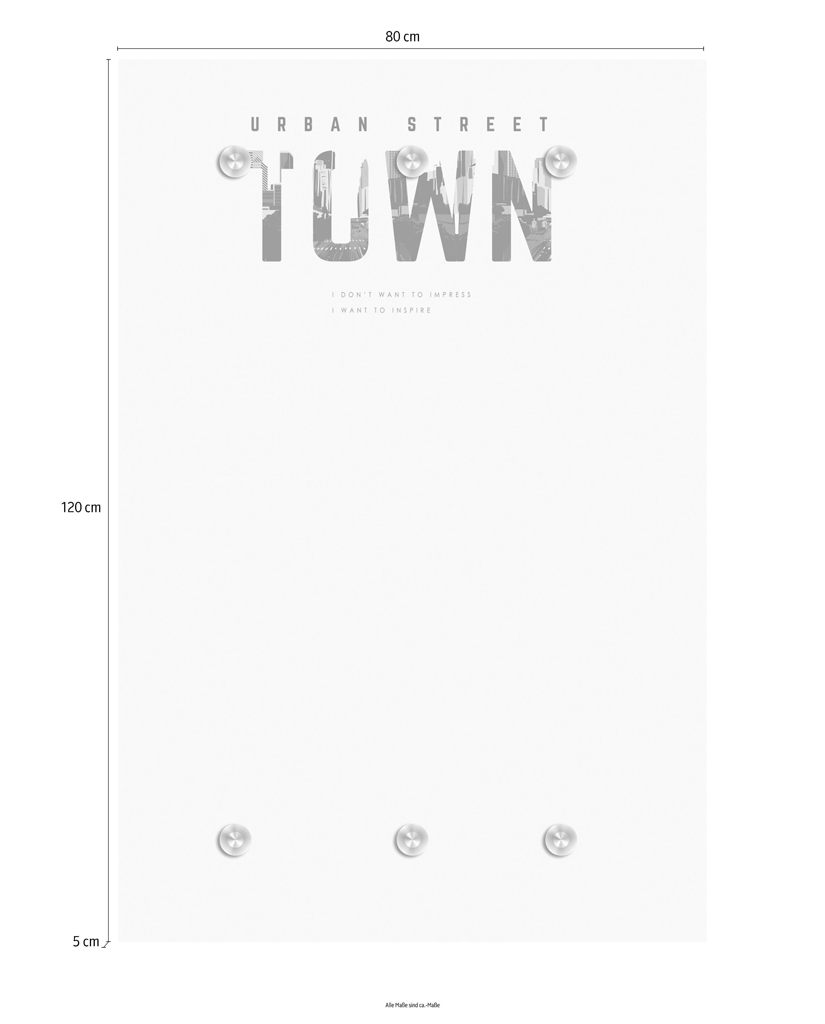 queence Kapstok URBAN STREET TOWN met 6 haken, 80 x 120 cm