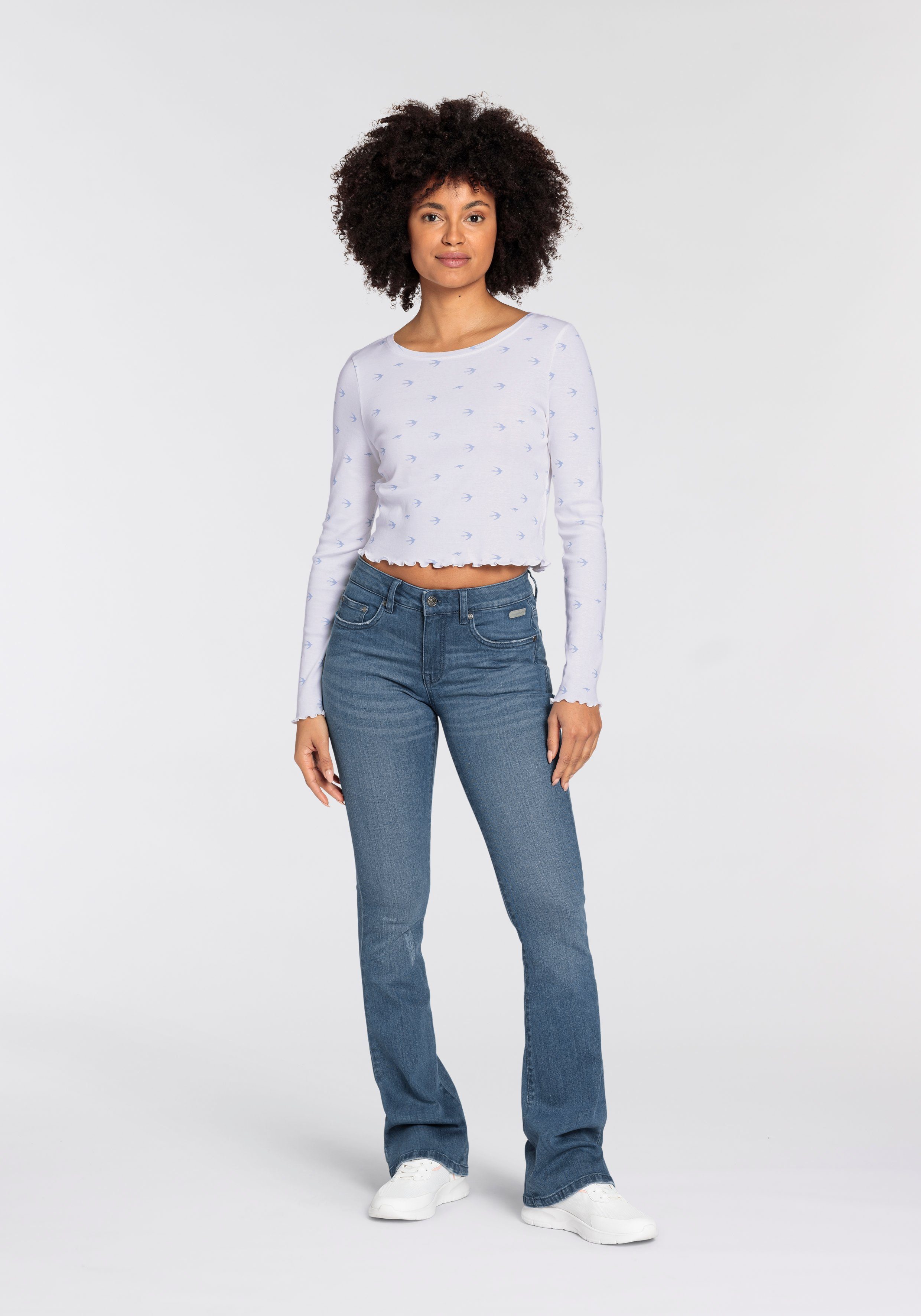 KangaROOS 5-pocket jeans uitlopende pijp, used-wassing, normale taillehoogte