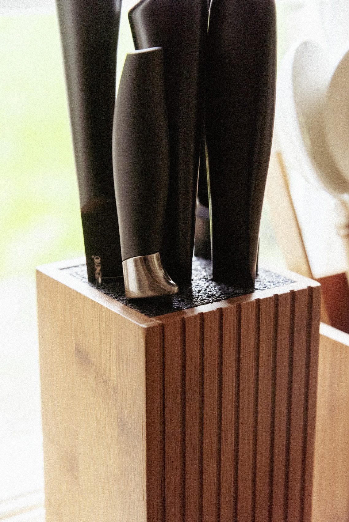 WENKO Messenblok Model Mera met messen-set & schaar roestvrij staal en gerookt bamboe, fsc®-gecertificeerd (set, 5-delig)