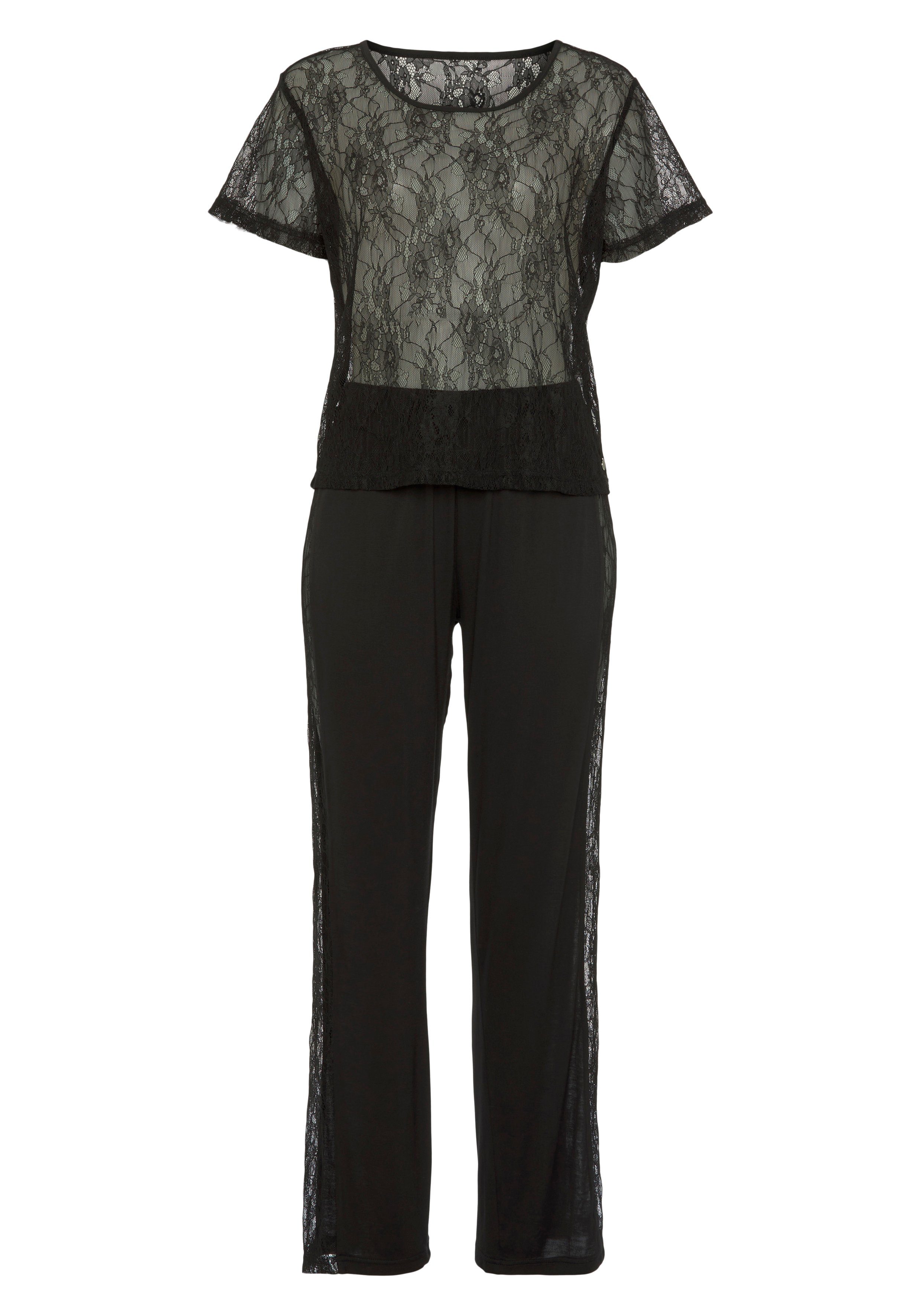 Vivance Dreams Pyjama transparante elastische kant (set, 2-delig)