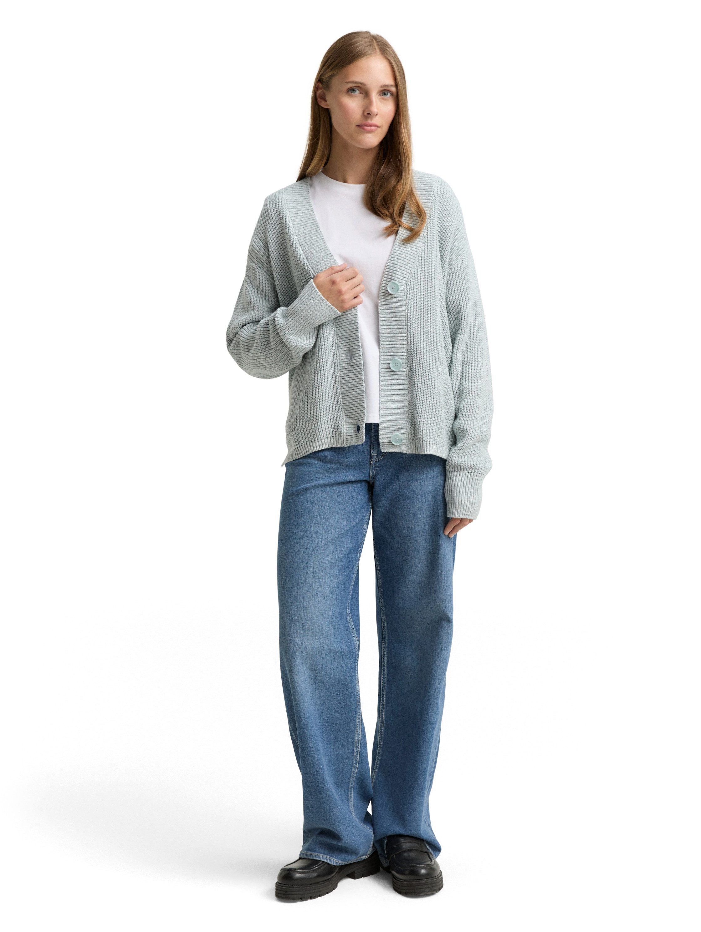 Tom Tailor Denim Cardigan met breistructuur en knoopsluiting