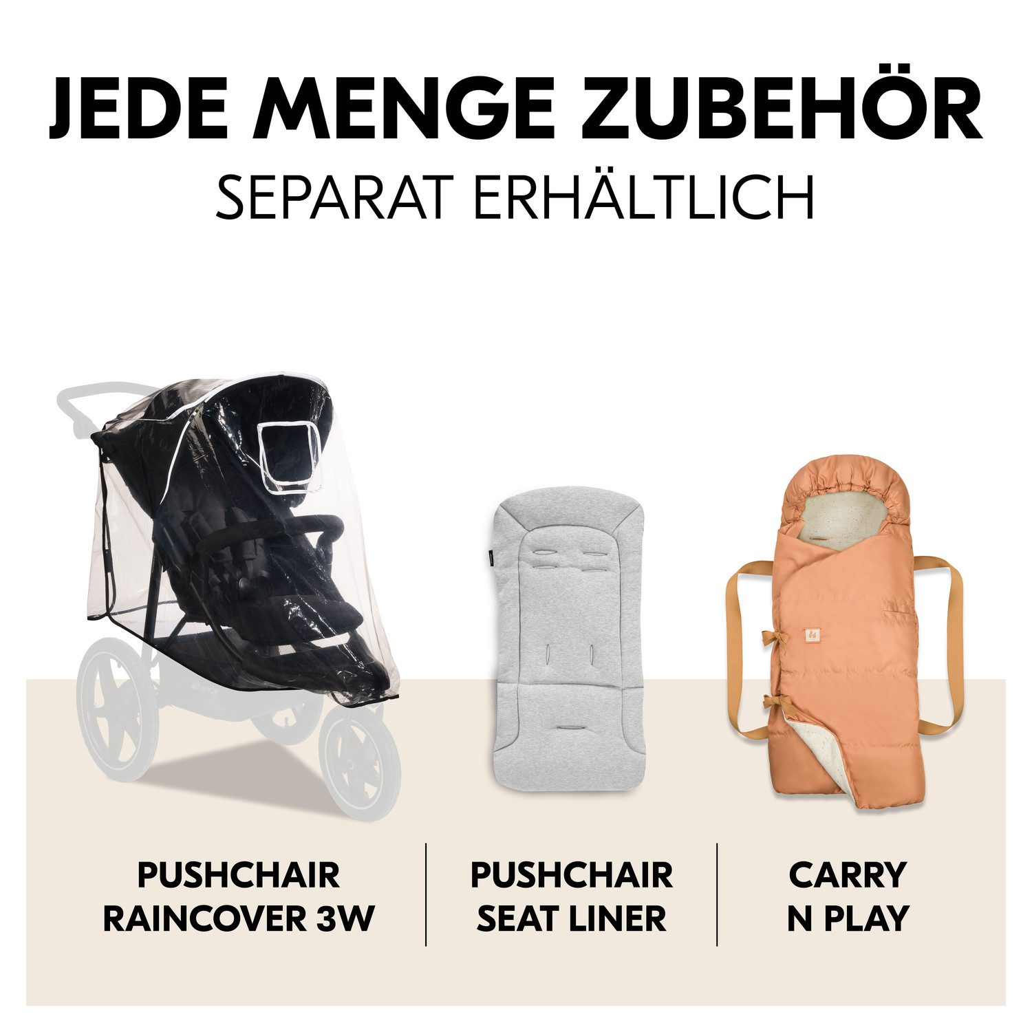 Hauck Kinderwagen met drie wielen Runner 3, Jungle Green met xxl-luchtwielen en handrem, tot 22 kg belastbaar