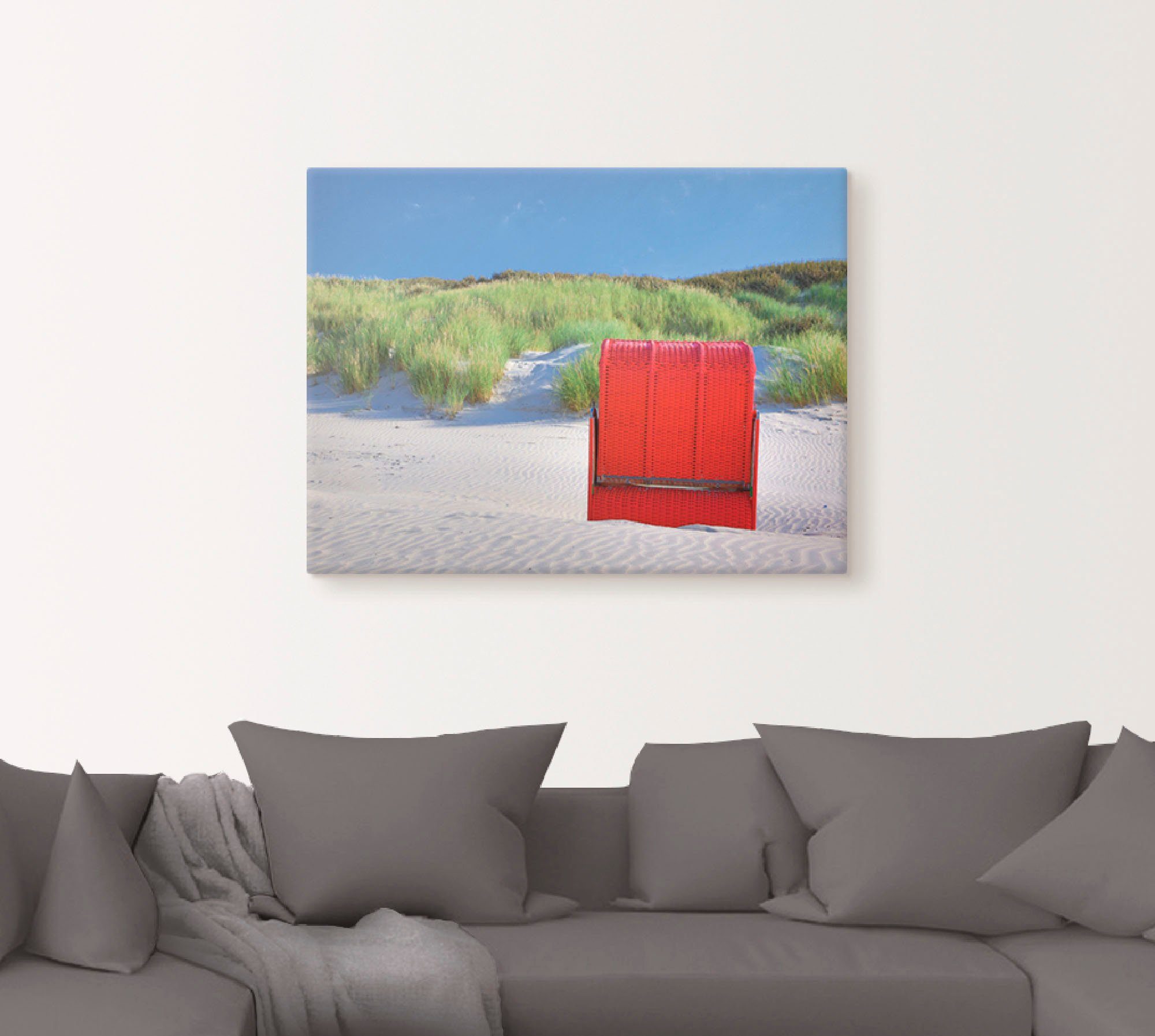 Artland Artprint Rode strandstoel als artprint op linnen, muursticker of poster in verschillende maten