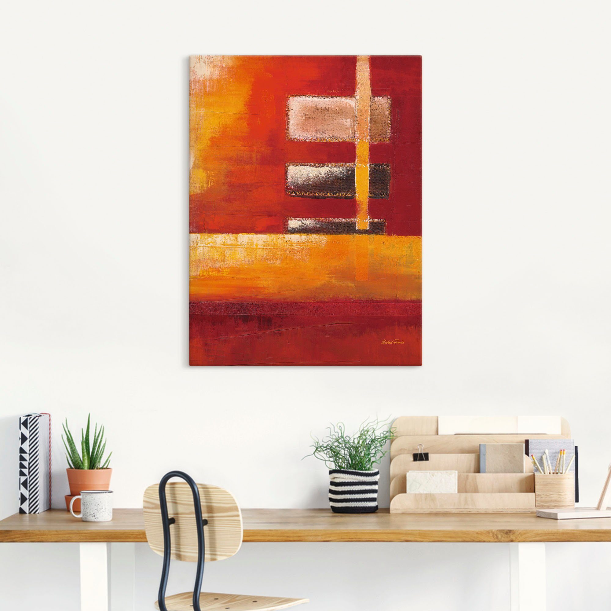 Artland Artprint op linnen Velden II - abstract gespannen op een spieraam