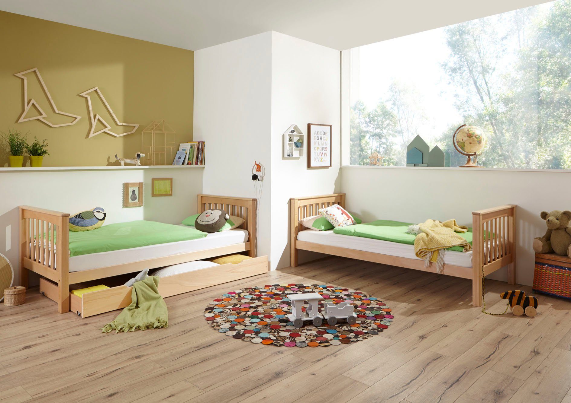 Relita Stapelbed Kick, hoogslaper, bedden ook apart te plaatsen incl. oprolbare lattenbodem en ladder, optioneel met bedlade, beuken