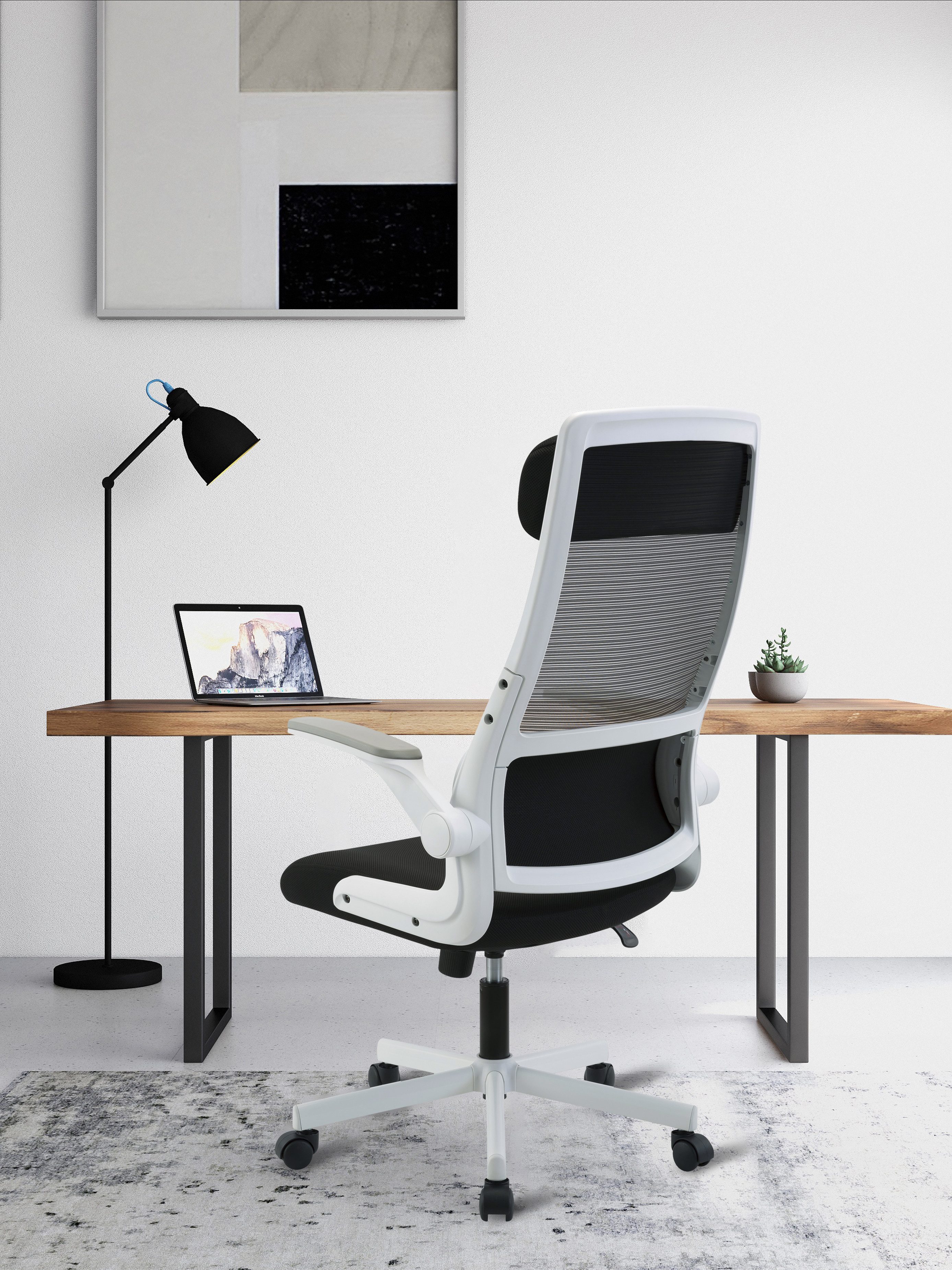 Places of Style Bureaustoel Menton, ergonomische bureaustoel inclusief kussen, lendensteun, modern ontwerp
