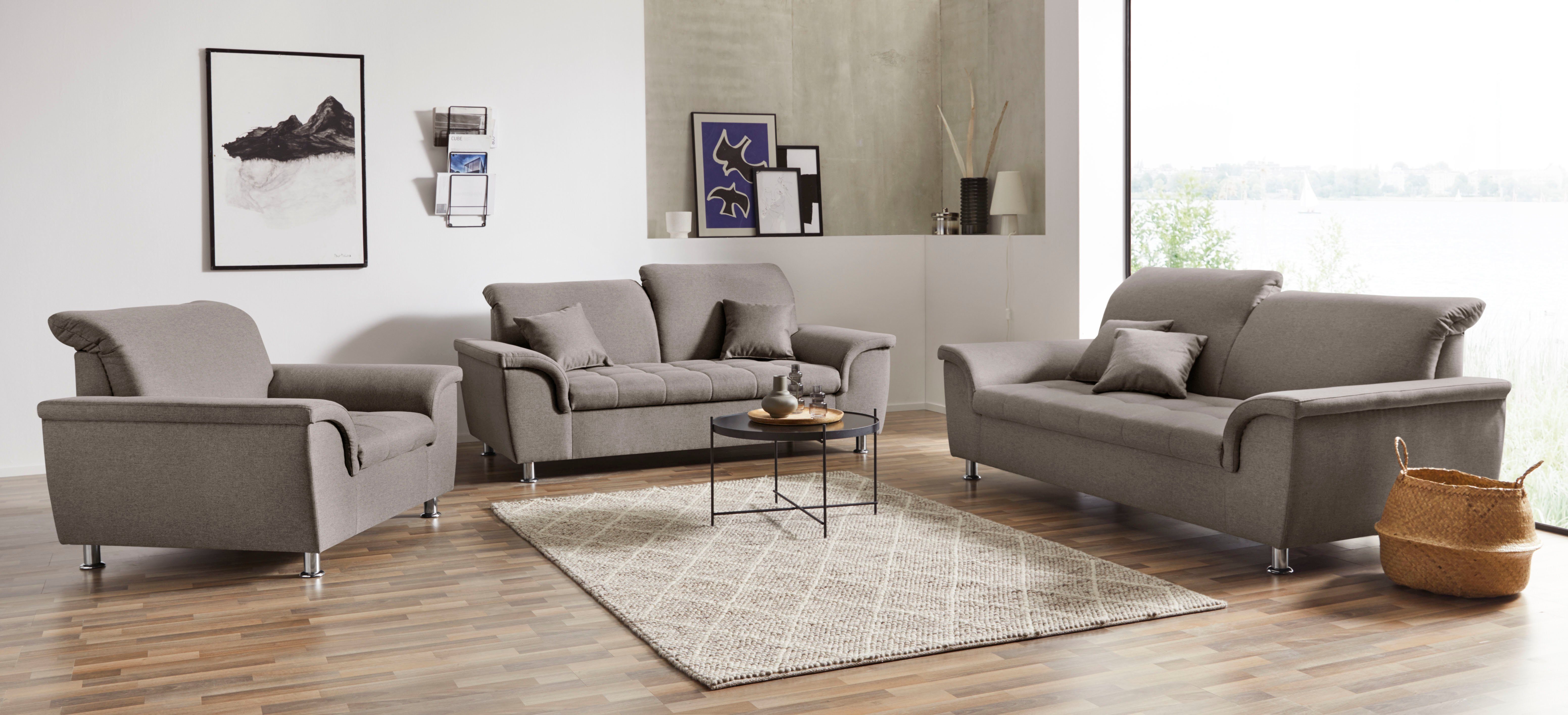 DOMO collection 2-zitsbank Franzi, tijdloos & elegant, moderne zittingstikking naar keuze met verstelbare hoofdsteun, inclusief sierkussen
