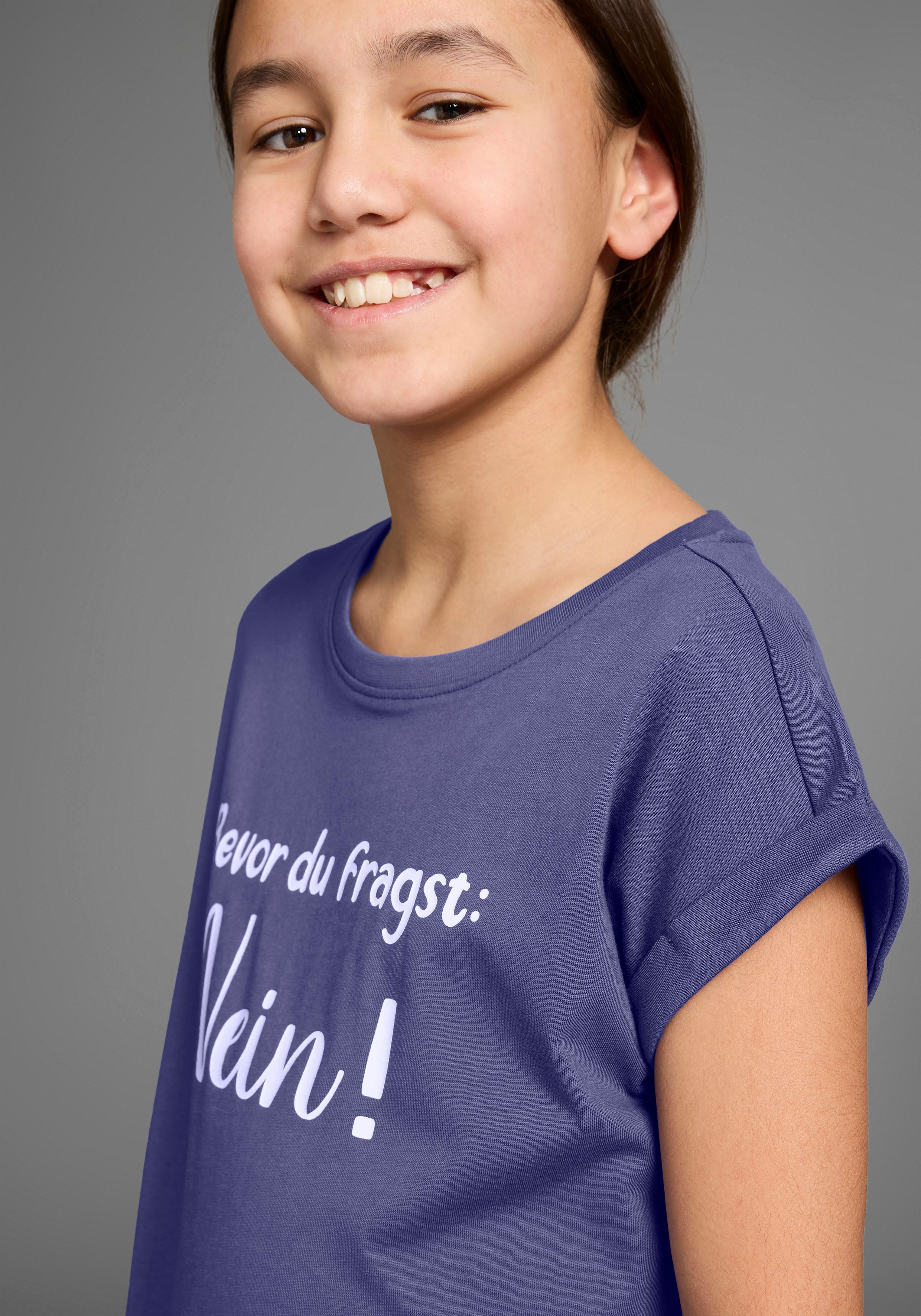 KIDSWORLD T-shirt Bevor Du fragst: NEIN! Korte mouwen, met print, ronde hals