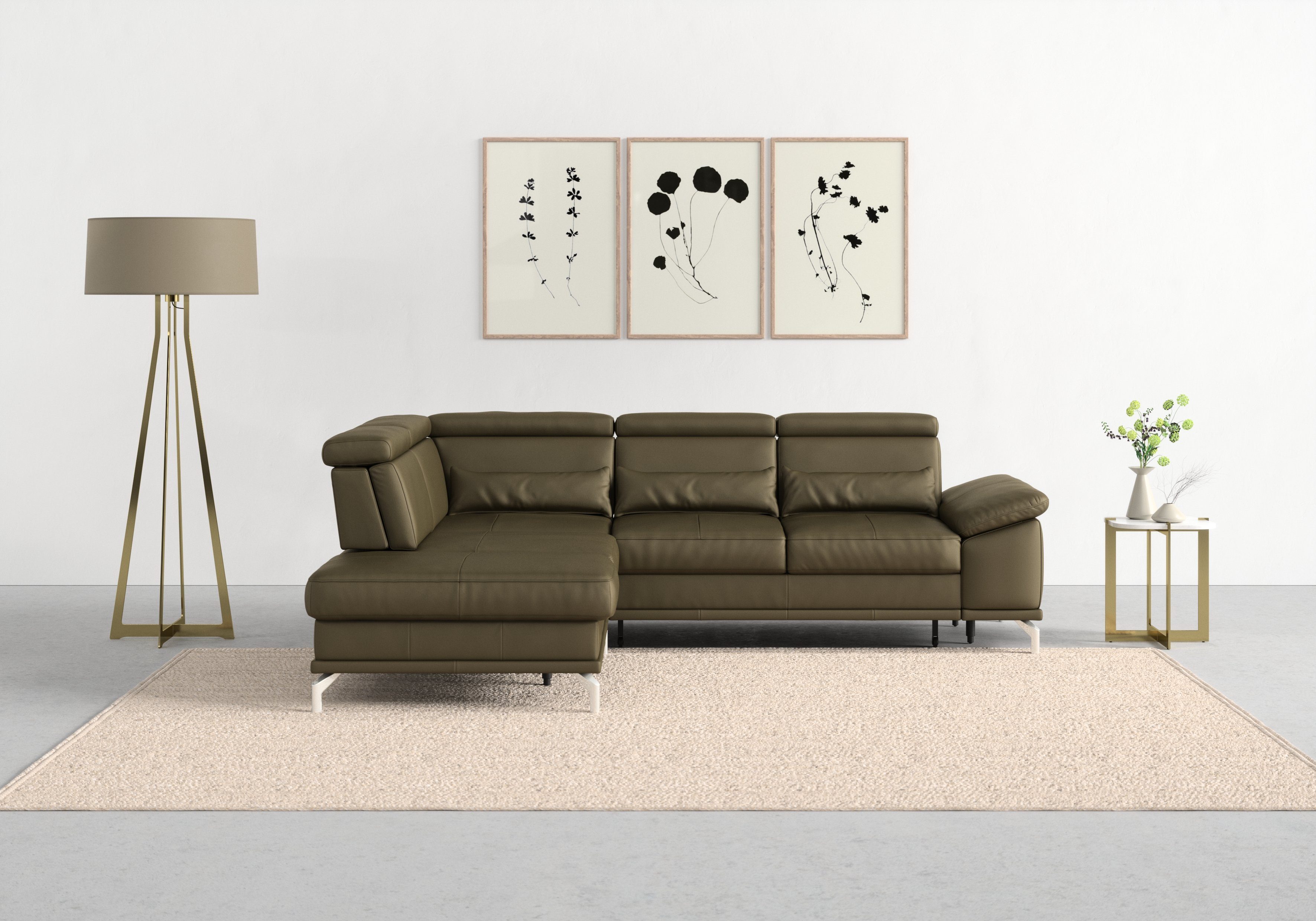sit&more Hoekbank Cabrio L-vorm, met zitdiepteverstelling, arm- en hoofdsteunverstelling