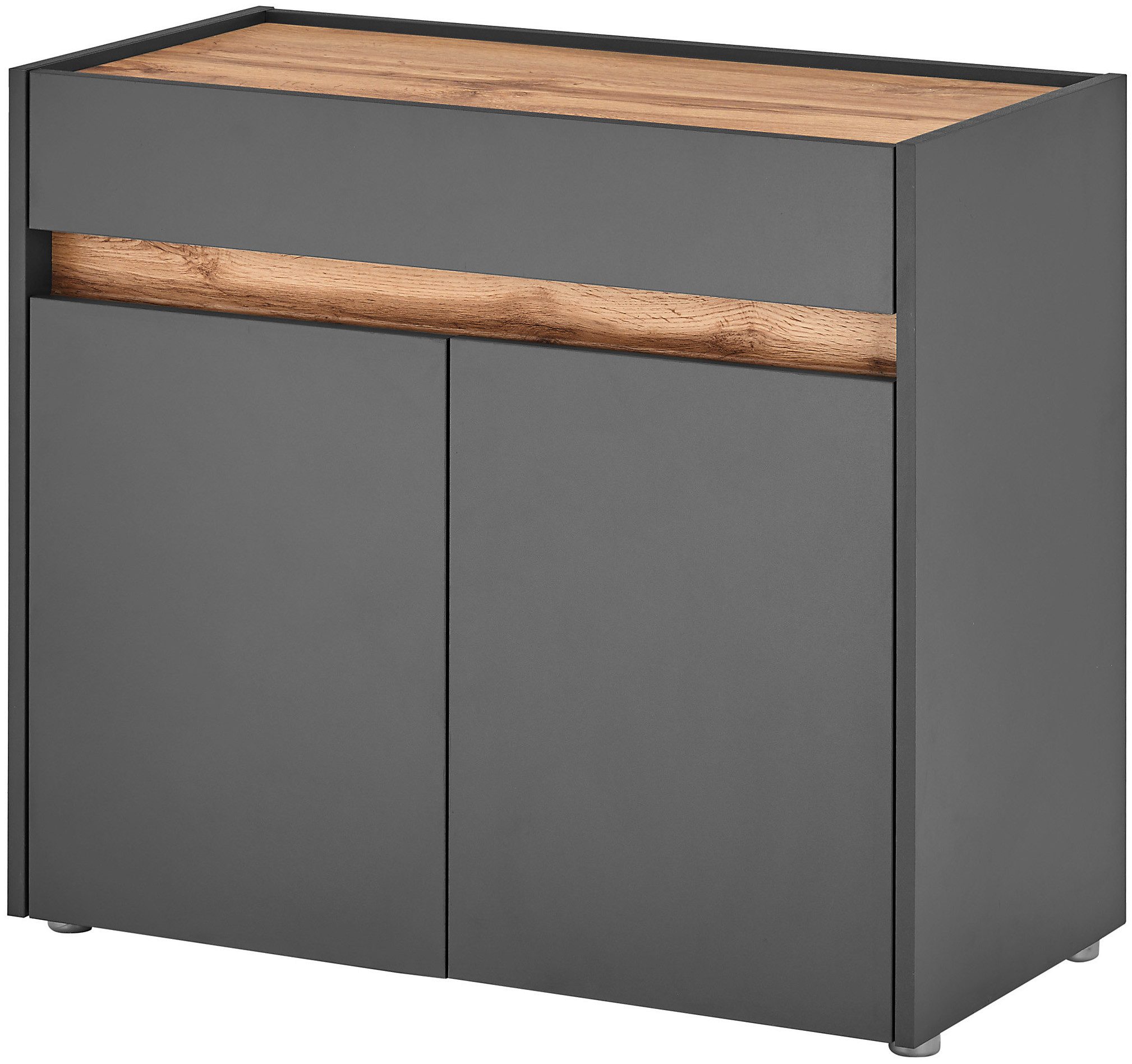 INOSIGN Kast GIRON/ CiTY, Kast in Wotan Eik, Sideboard in modern design in twee kleuren verkrijgbaar, 2 deuren, 1 lade, 80 cm breed dressoirs grijs