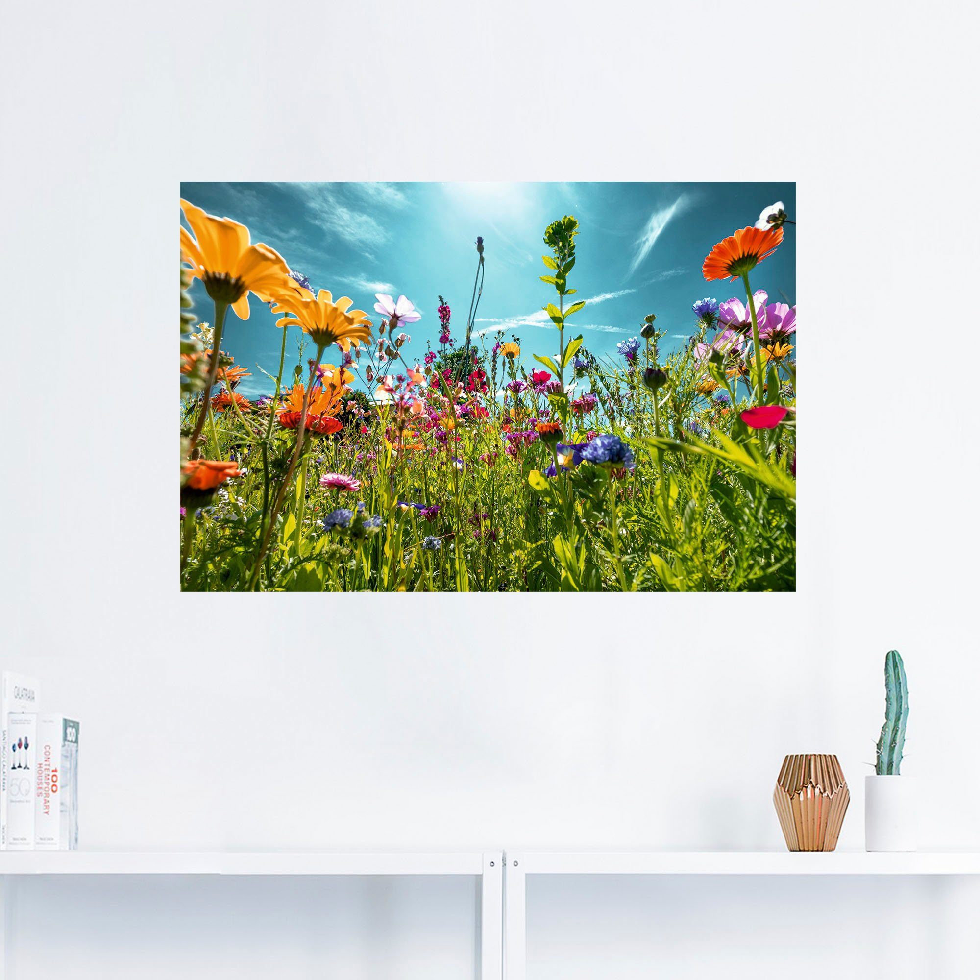 Artland Artprint Kleurrijk bloemenveld als artprint van aluminium, artprint voor buiten, artprint op linnen, poster, muursticker