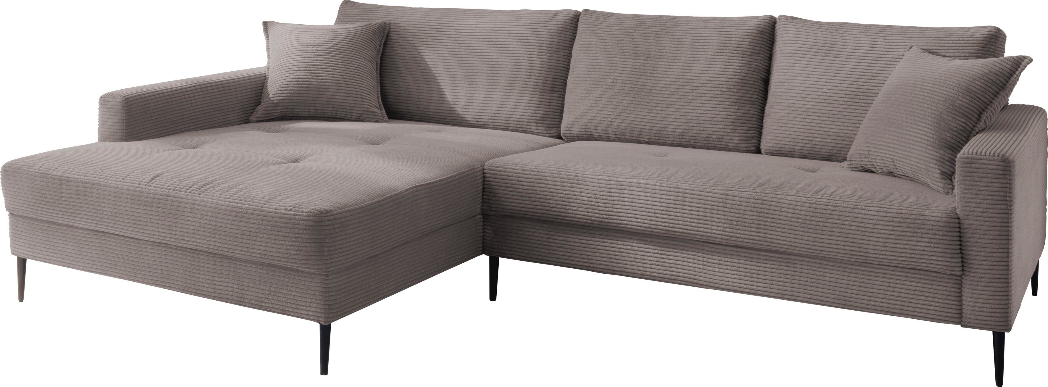 Trends by HG Hoekbank Summer L-vorm in cordstof met metalen voet