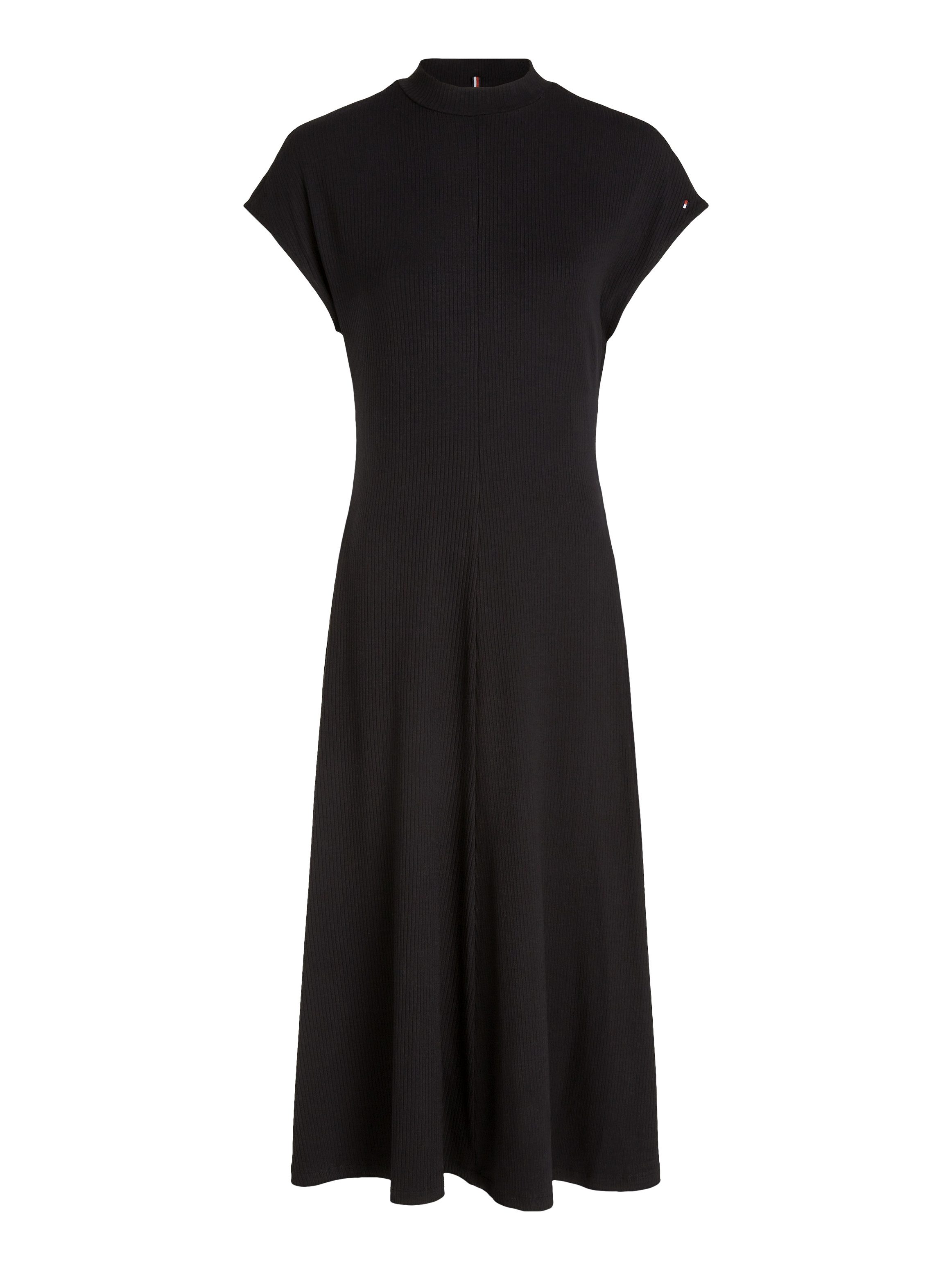 Tommy Hilfiger Curve Midi-jurk CRV 5x2 RIB MK-NK MIDI DRESS NS in grote maten, ribstof, met logo borduursel op de mouw