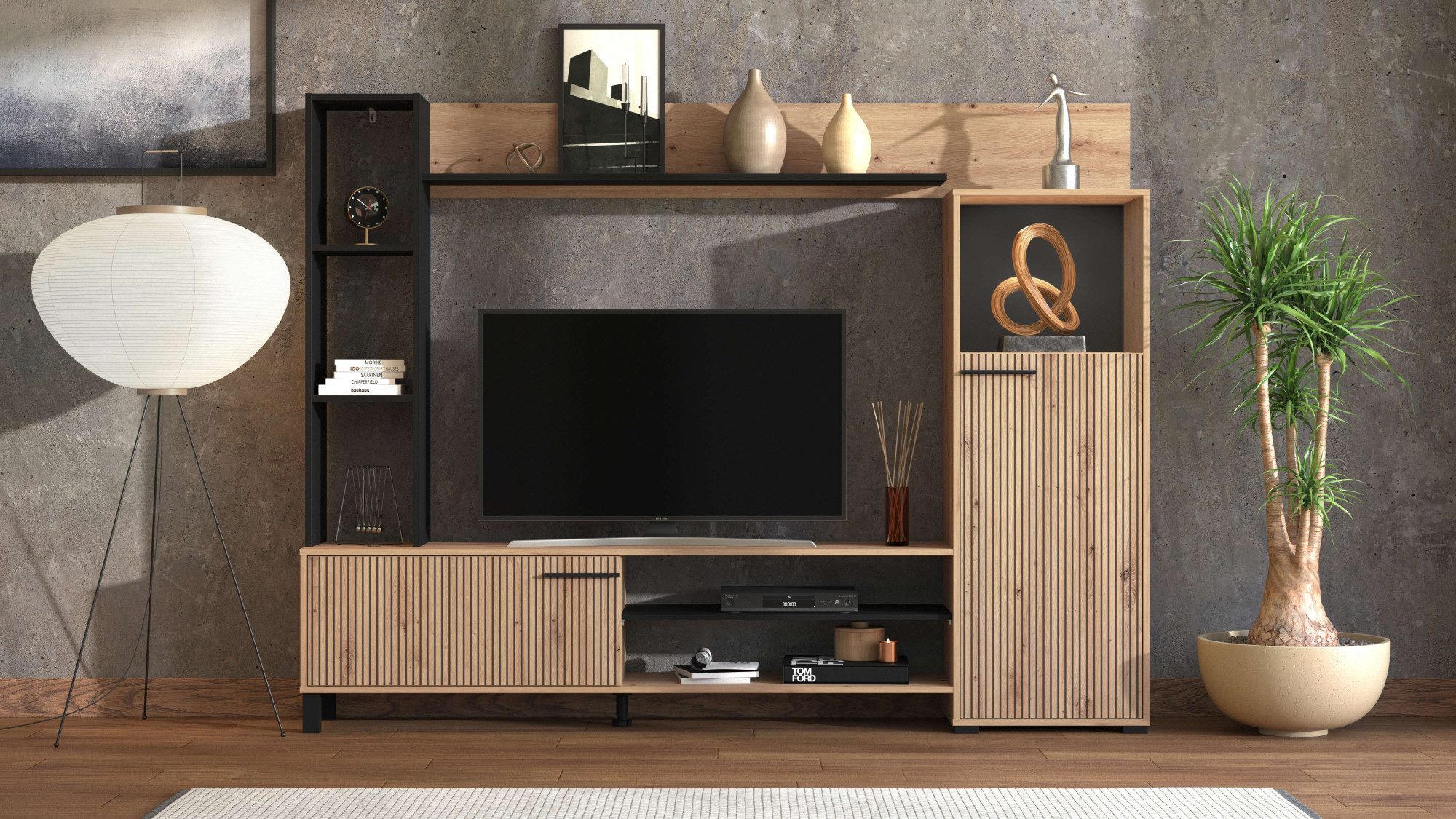 INOSIGN Wandmeubel Retimno, inkl. Highboard, TV-Board, Standregal und Wandregal (complete set)