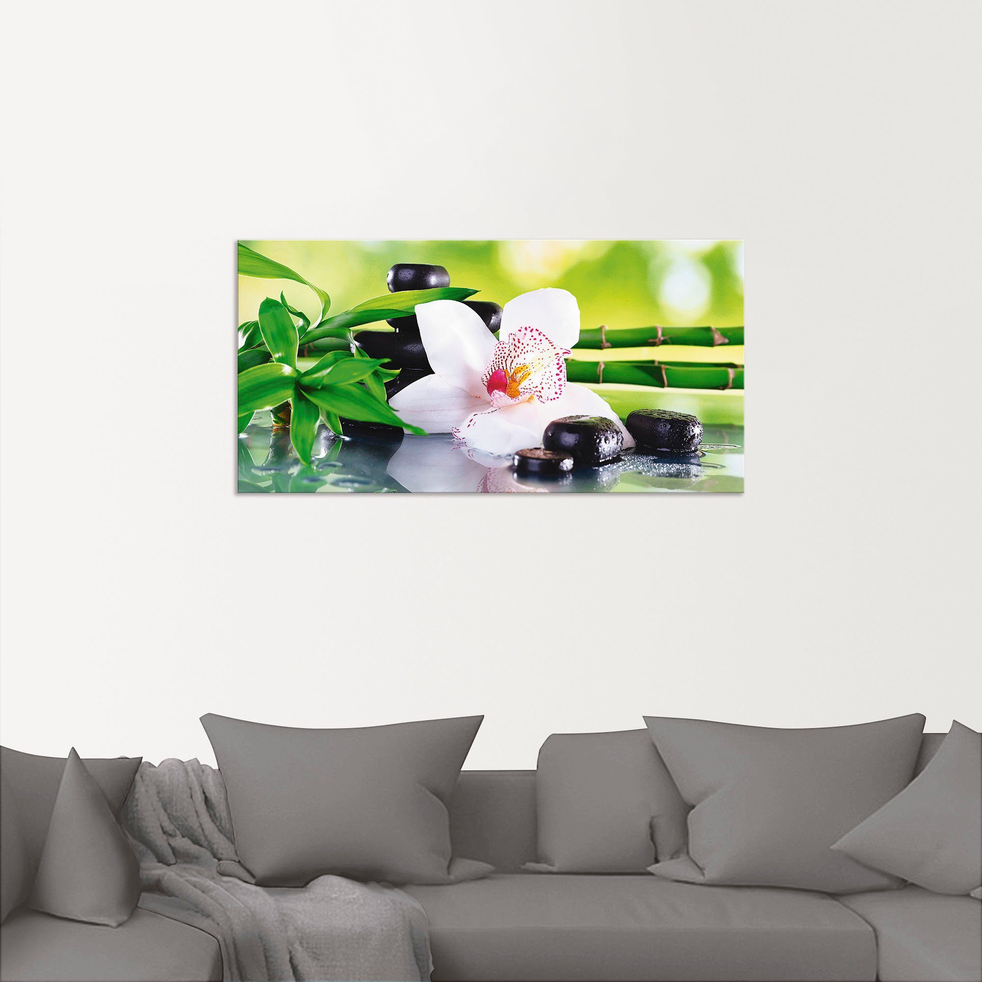 Artland Artprint Spa stenen bamboe takjes orchidee als artprint van aluminium, artprint voor buiten, artprint op linnen, poster, muursticker