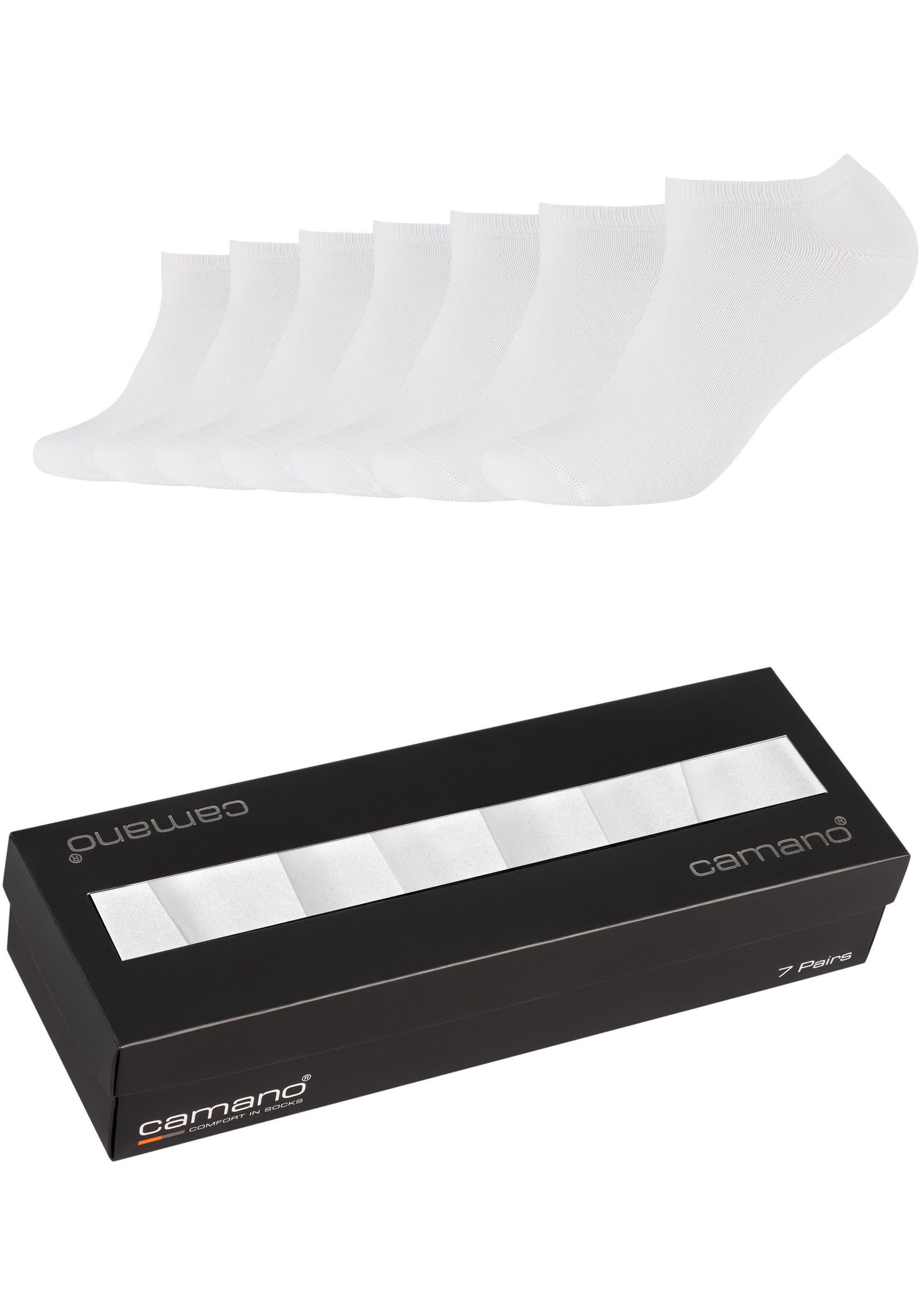 Camano Sneakersokken Comfort met platte naden (Set van 7) heren sokken maat 39 (42) wit