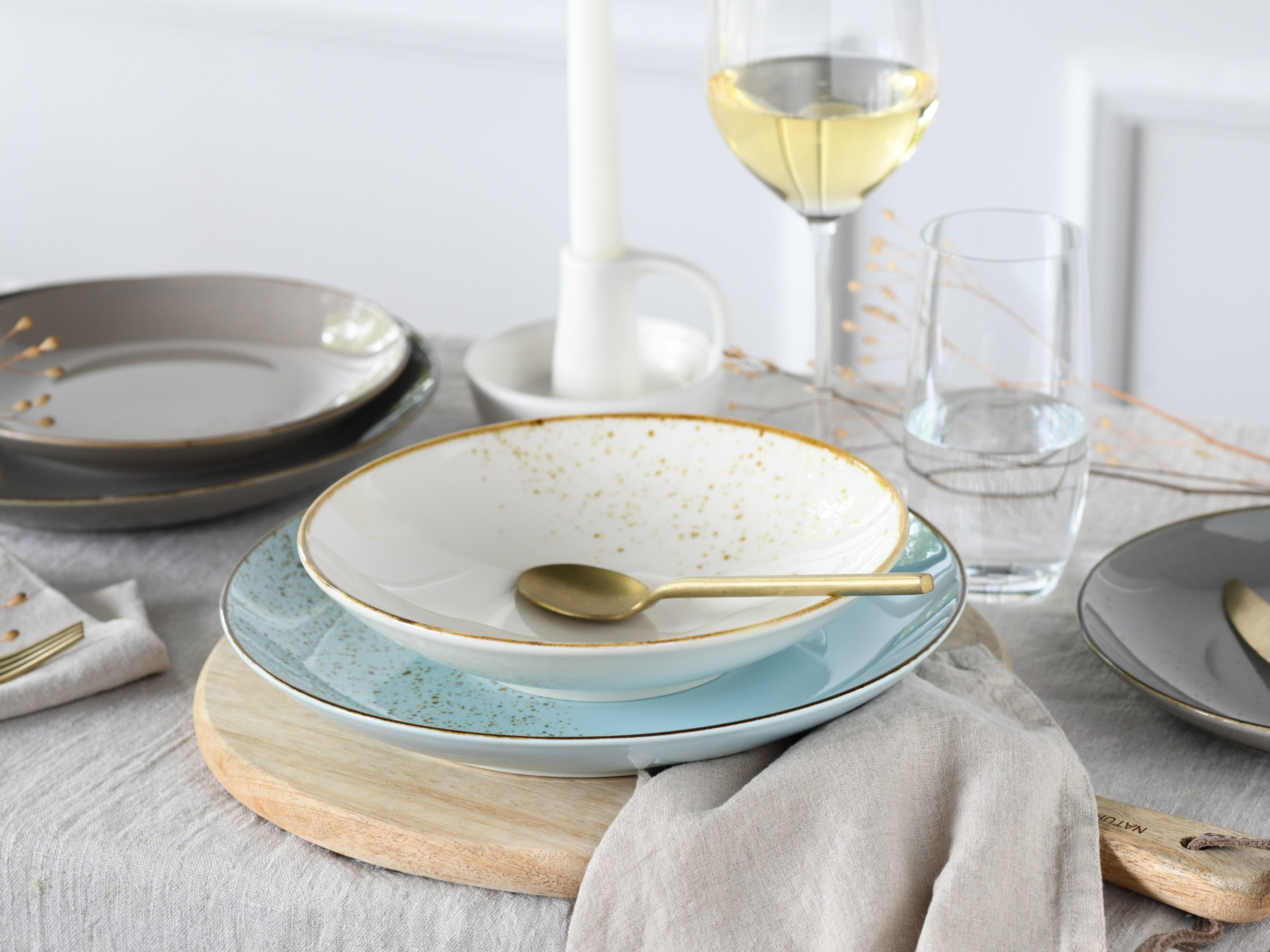 CreaTable Eetservies Servies-set NATURE COLLECTION Scandic Servies, 4 kleuren als set, 12 delen, voor 4 personen (12-delig)
