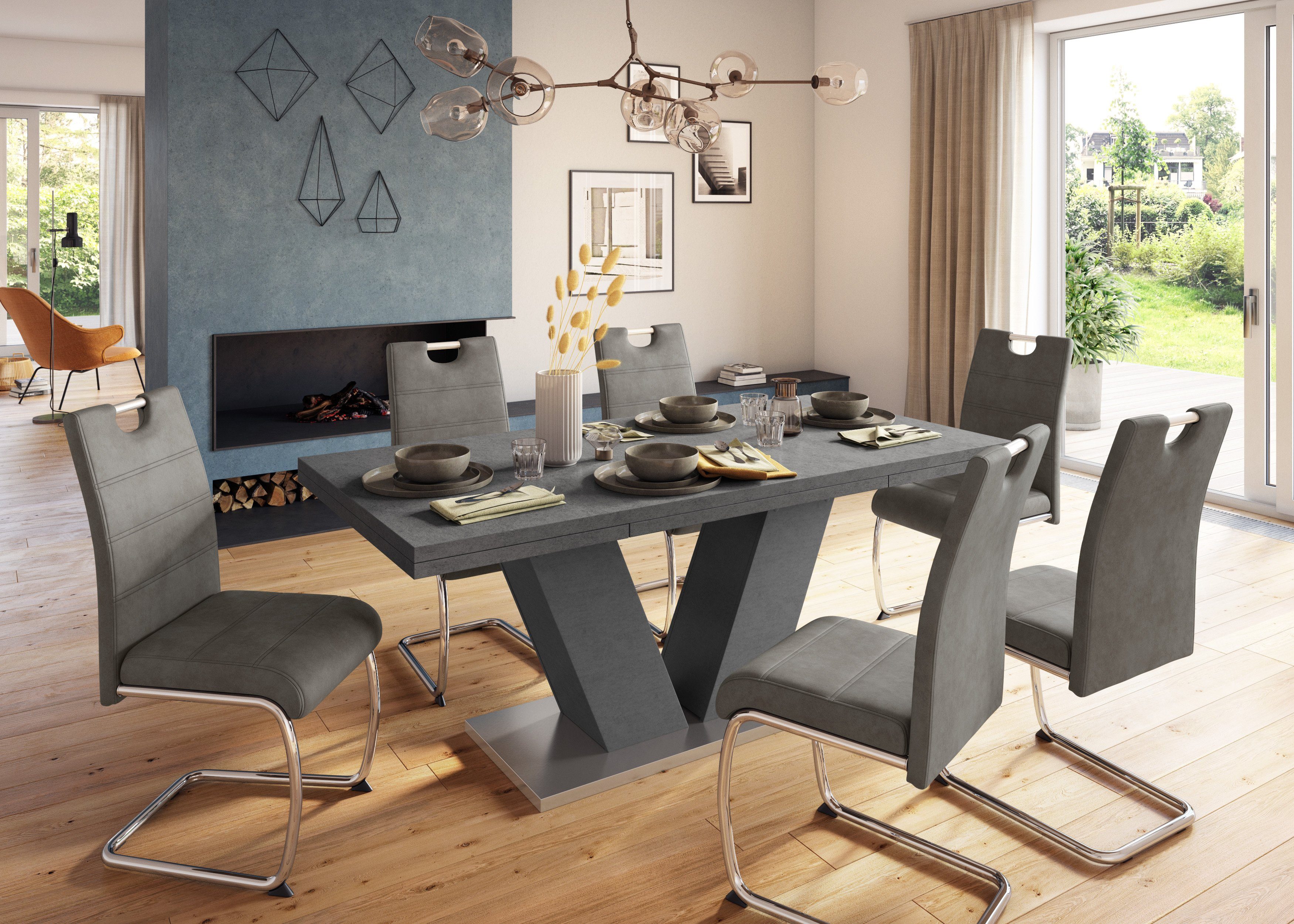 HELA Vrijdragende stoel Flora, eetkamerstoelen Vrijdragende stoel set: 1, 2 of 4 stuks, hoog zitcomfort