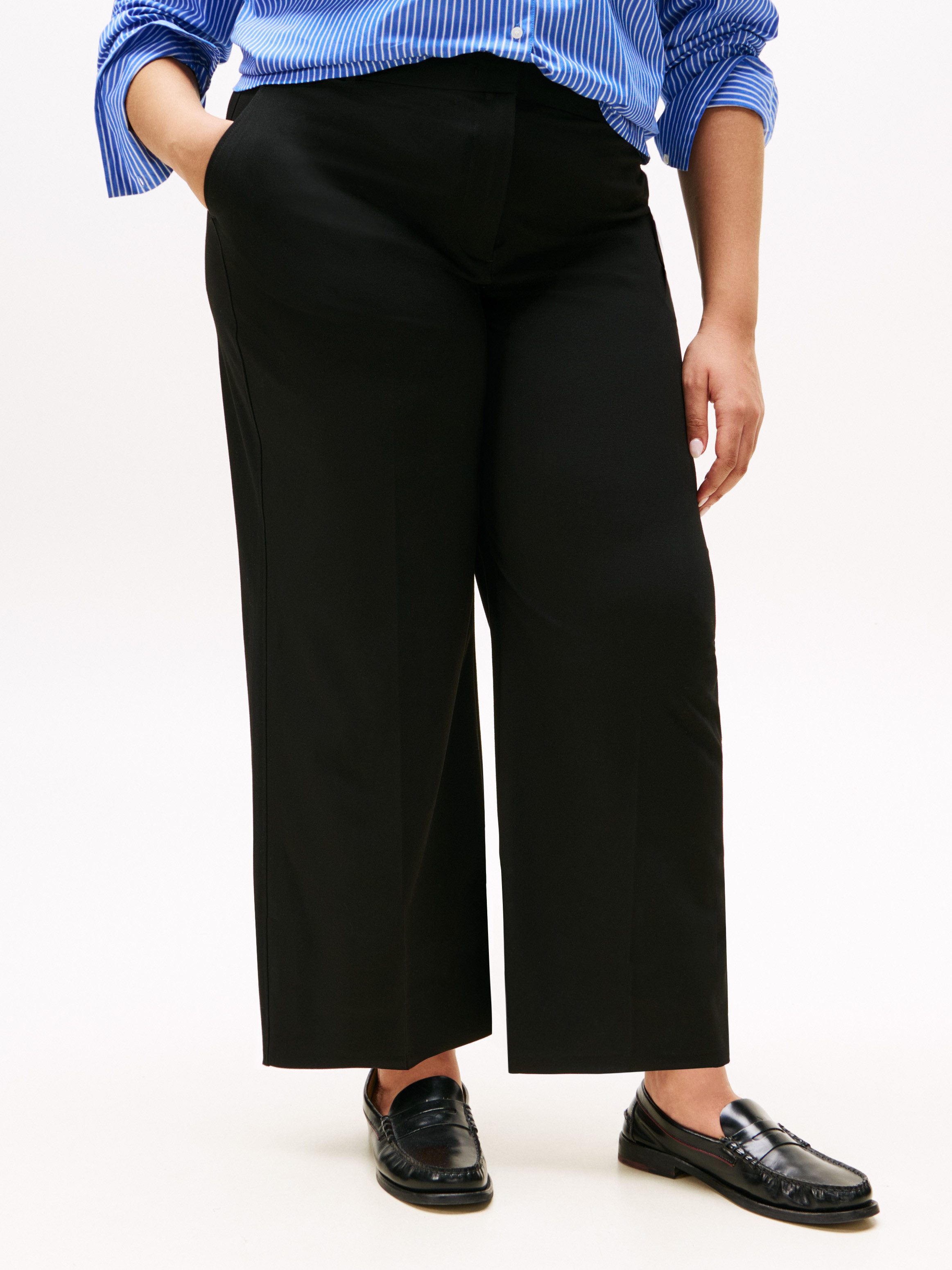 Tommy Hilfiger Curve Culotte CRV LW BI-STRETCH WIDE CROP PNT in grote maten, cropped, logoborduursel