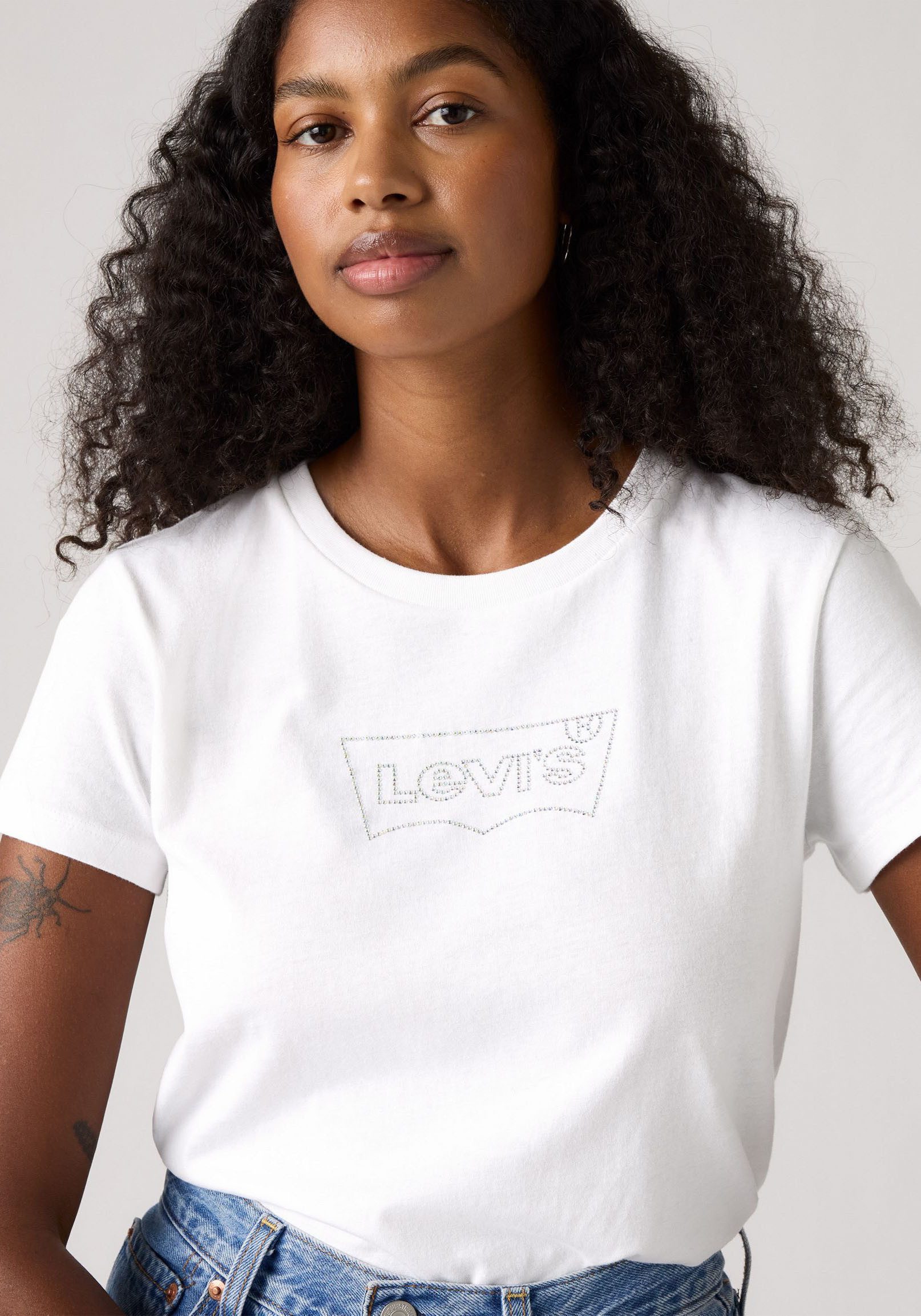 Levi's® Shirt met ronde hals The Perfect Tee met logo in metallic-holoprint