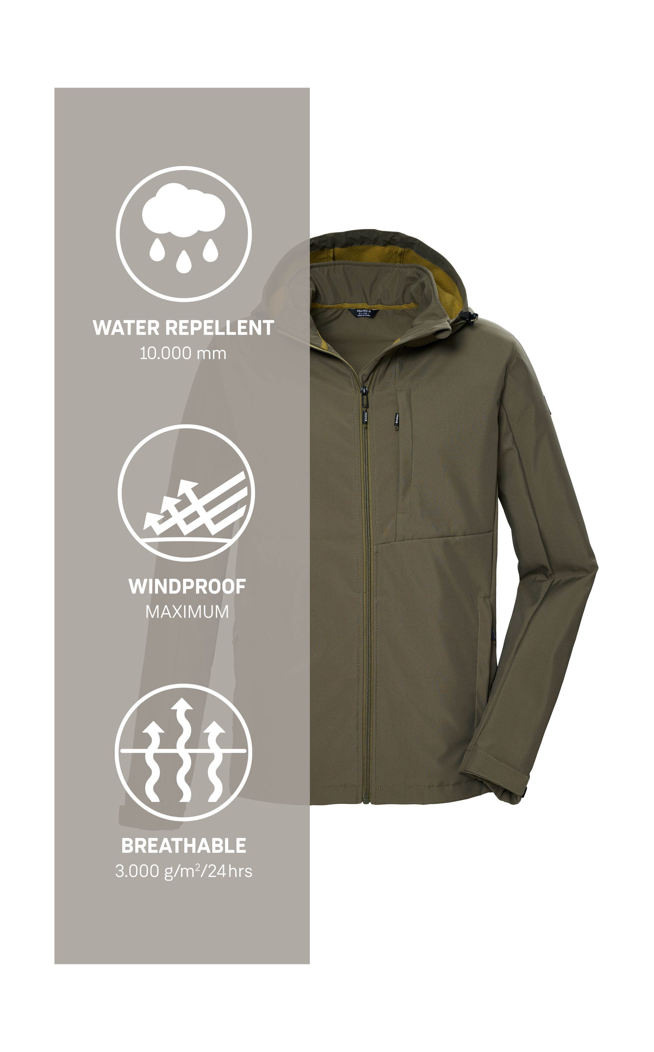 Killtec Softshell-jack KOS 103 MN SFTSHLL JCKT Waterafstotende, winddichte softshelljack, PFAS-vrij geïmpregneerd