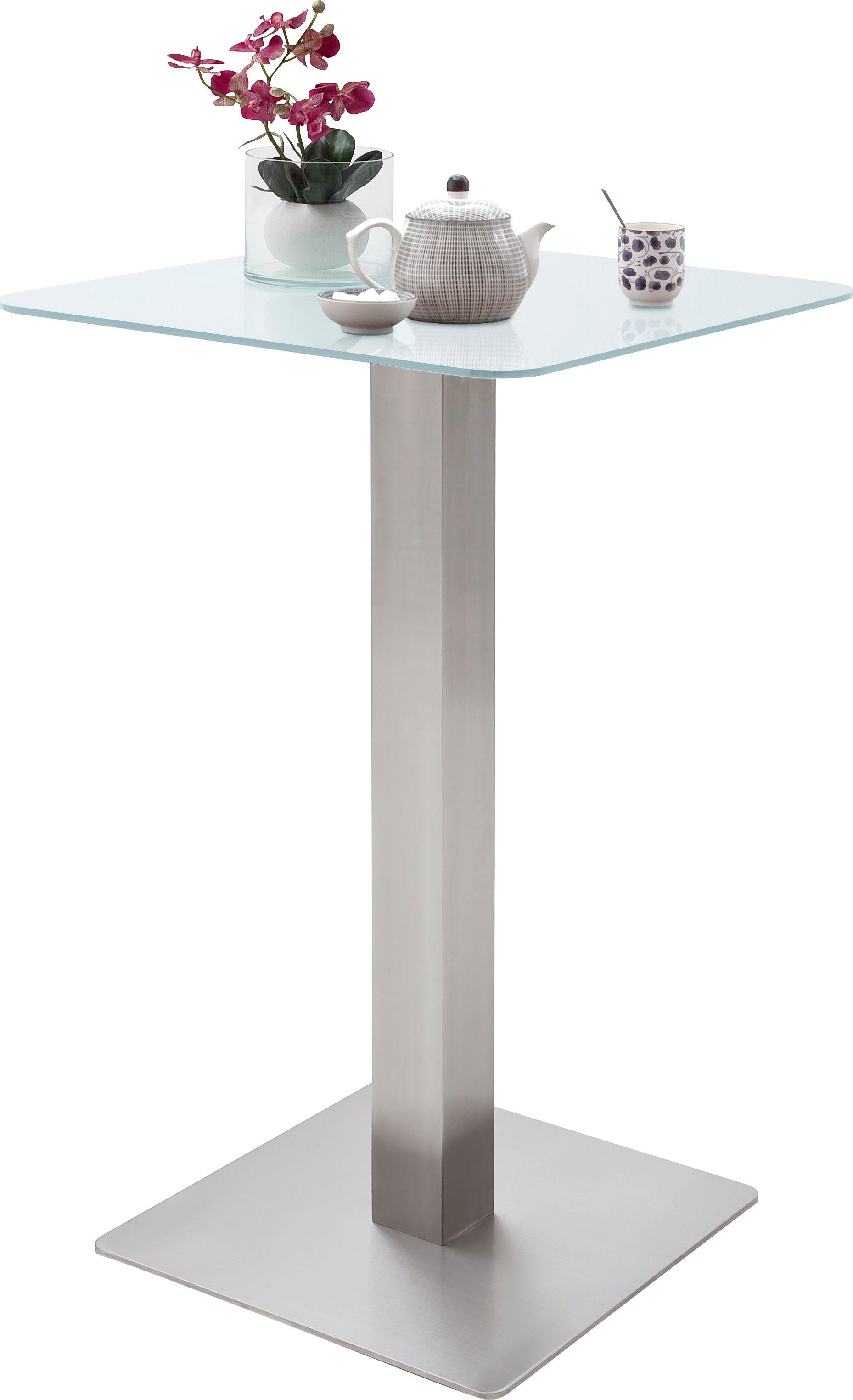 MCA furniture Bartafel Zarina Bartafel met vitrokeramiek tafelblad met edelstaal frame rechthoekige tafels maat 70 cm x 105 cm x 70 cm wit