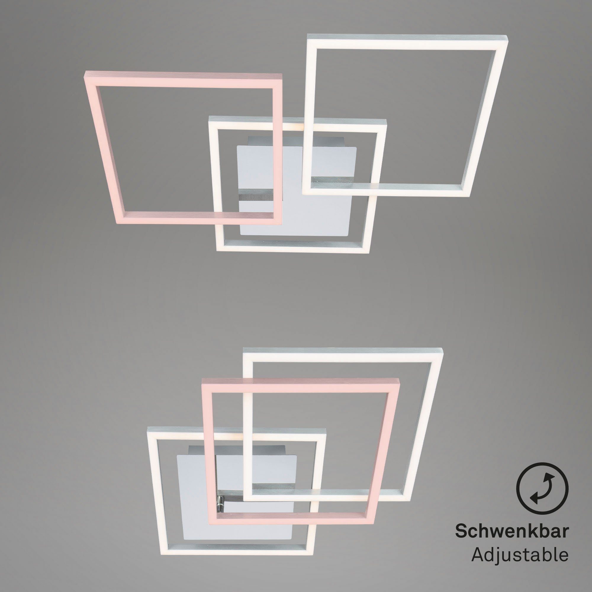 Briloner Leuchten Led-plafondlamp 3217018 FRAME Plafondlamp, 76,3x36,8x7,3 cm, chroom-aluminium, 36W, woonkamer, keuken, gang