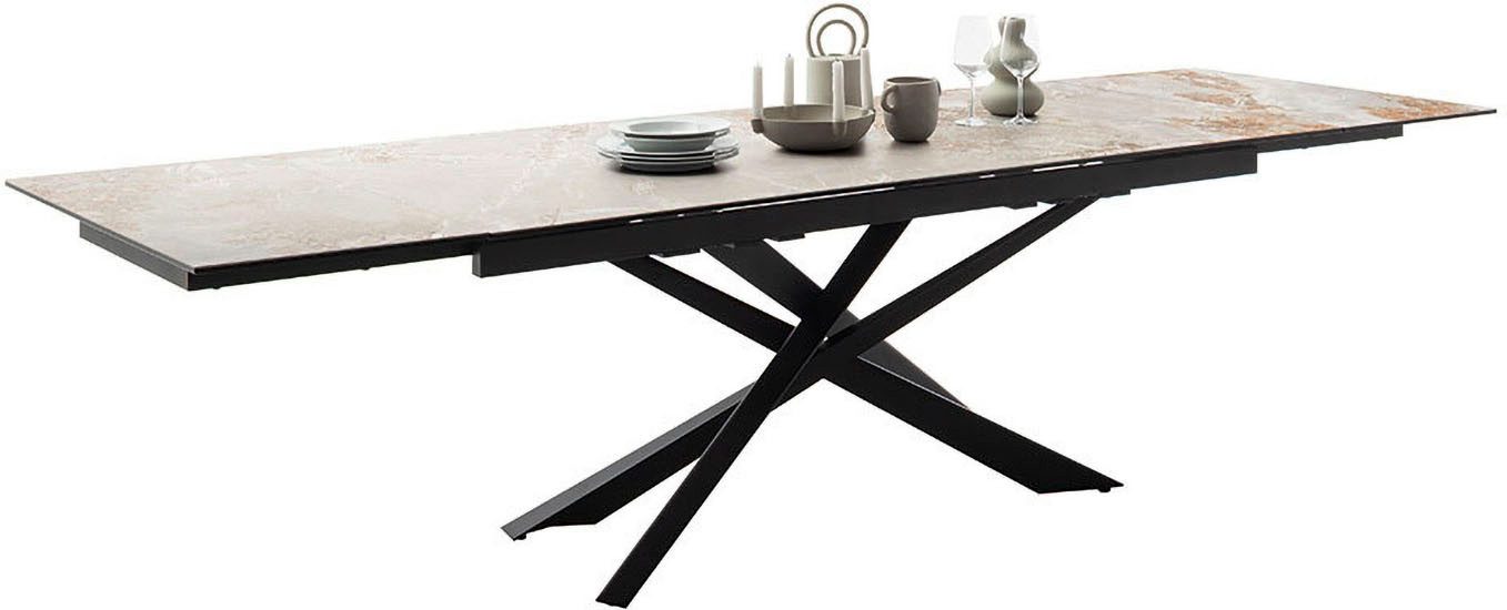 MCA furniture Eettafel TESERO uitschuifbare tafel 200-300 cm Keramiek, metaal, marmer-look, uittrekbaar, belastbaar tot 100 kg, 10-12 personen