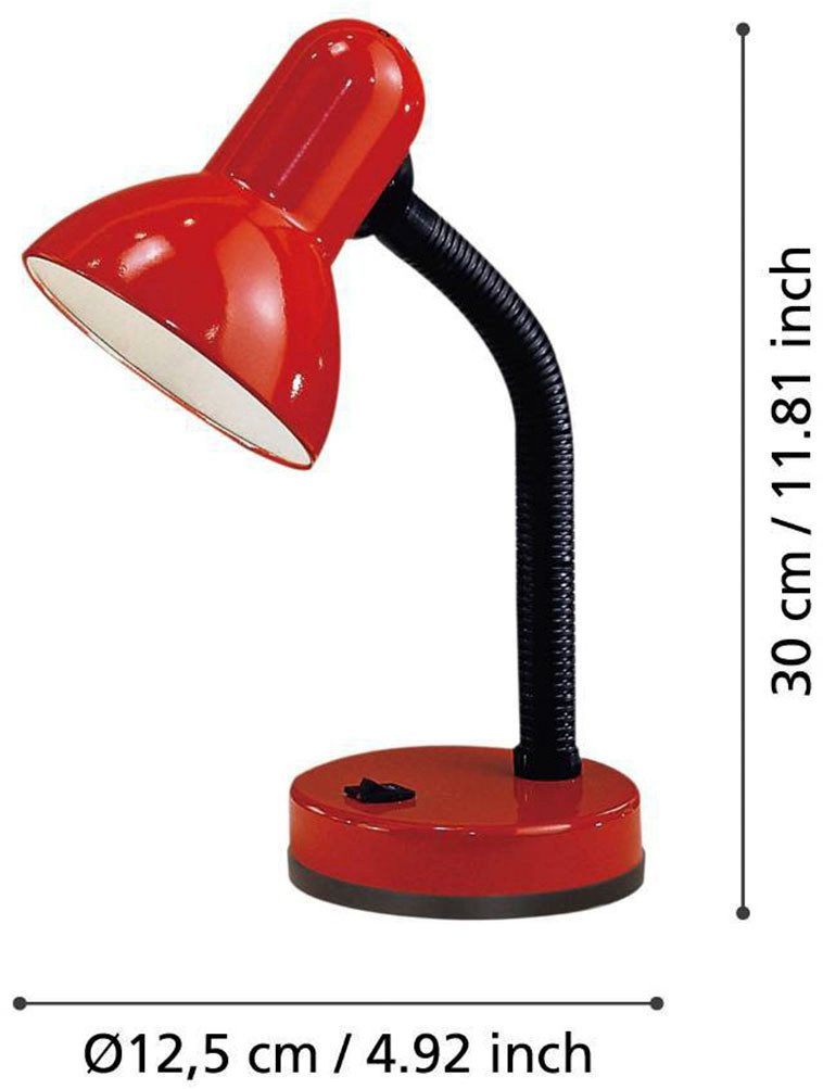 EGLO Tafellamp Basic rood / ø12,5 x h30 cm / tuimelschakelaar - draaibaar - flexibele hals