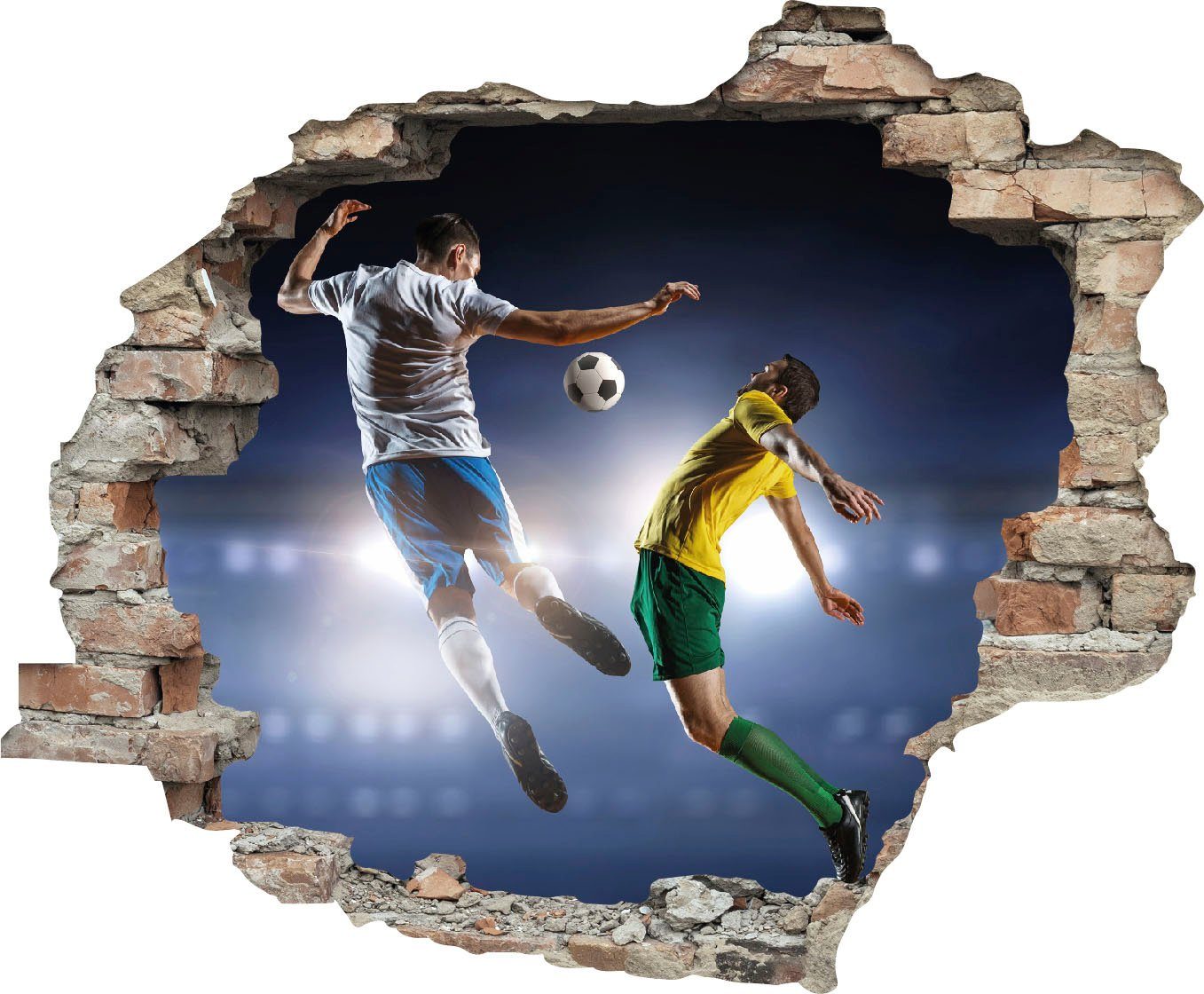 queence Wandfolie Voetbal Muursticker, muurdecoratie, zelfklevend, 3D, muurdurchbraak (1 stuk) wandstickers multicolor