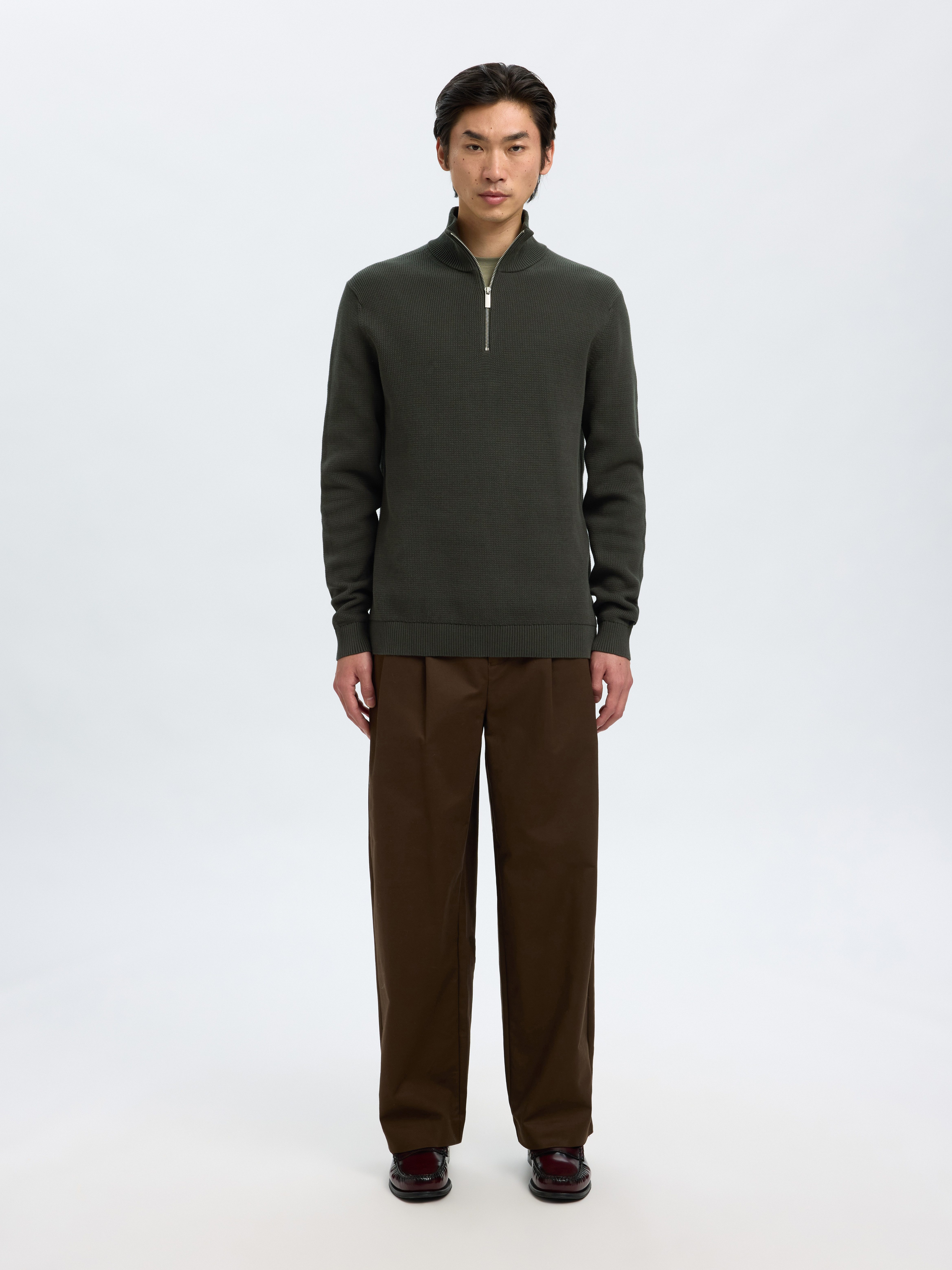 SELECTED HOMME Schipperstrui SLHDANE LS KNIT STRUCTURE HALF ZIP NOOS