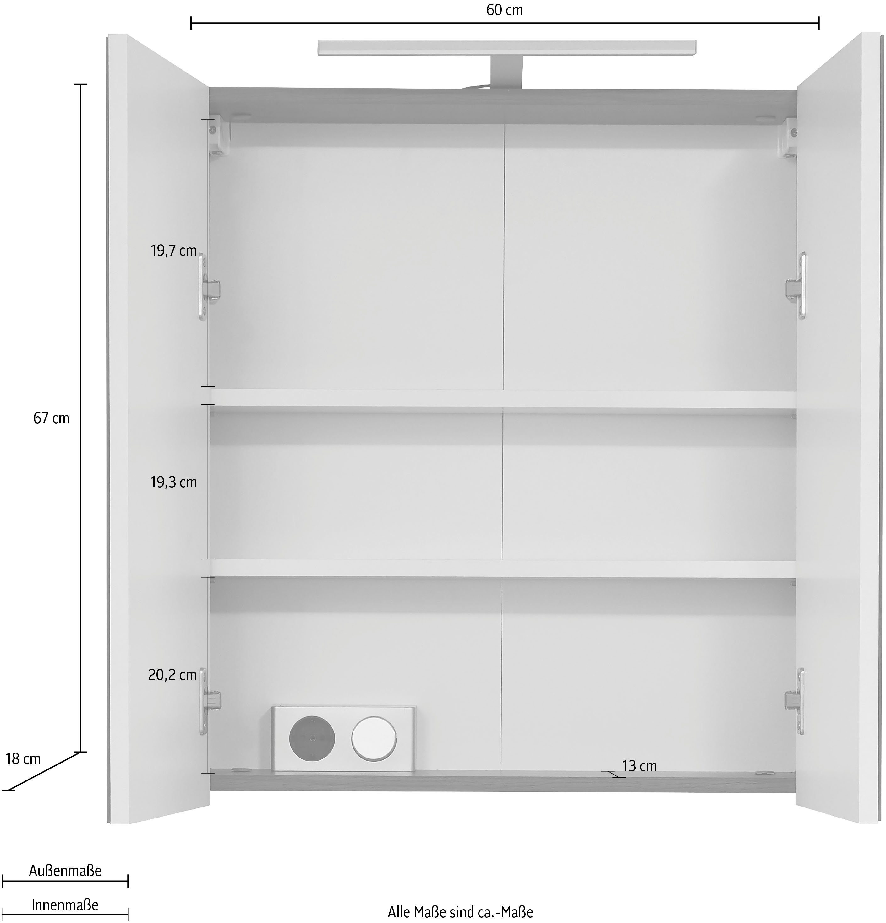 INOSIGN Spiegelkast Sovana Badkamerkast optioneel met of zonder verlichting - (B/D/H) 60/18/67 cm