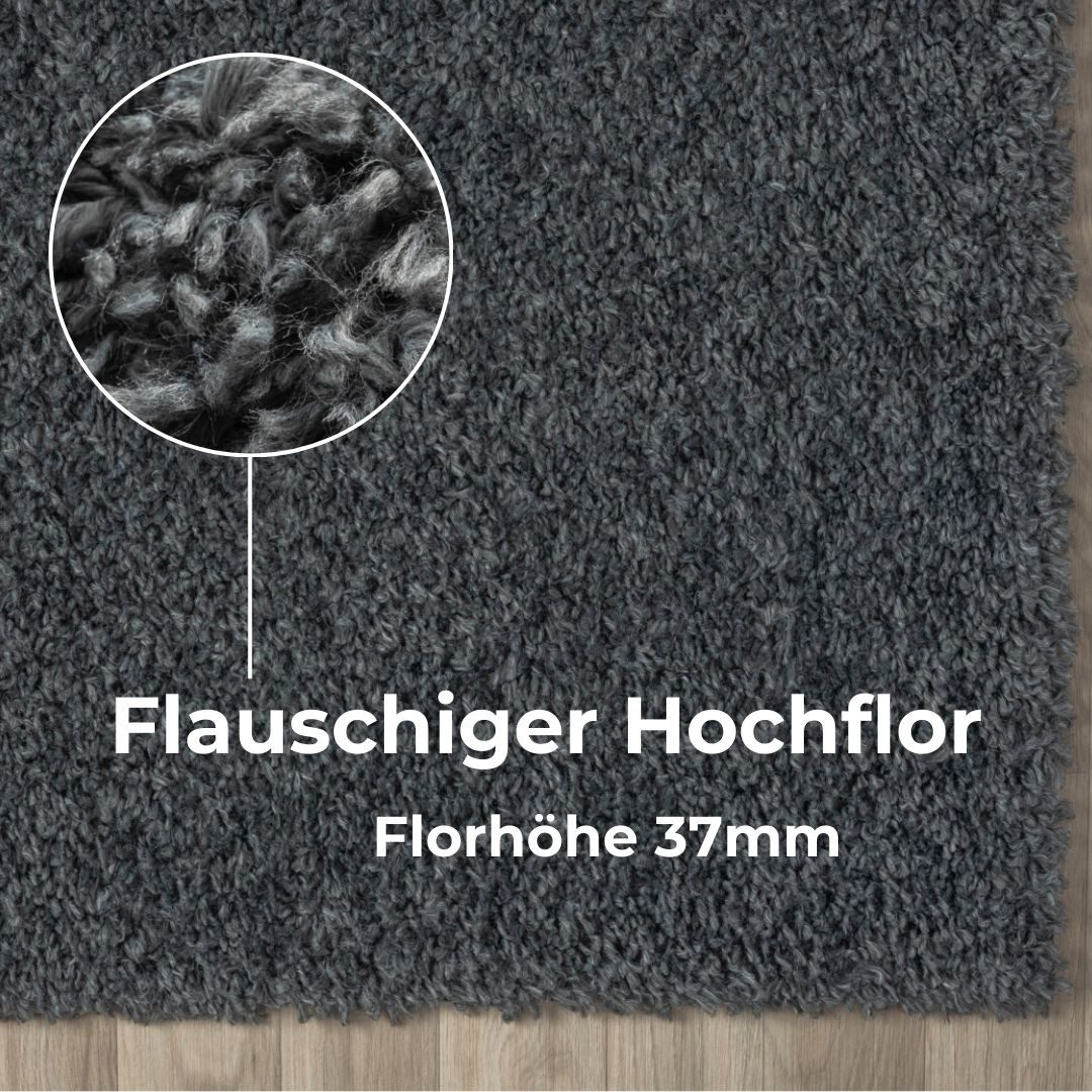 my home Hoogpolig vloerkleed Banji Uni-kleuren, zacht en fluffy, ook als loper en in rond verkrijgbaar