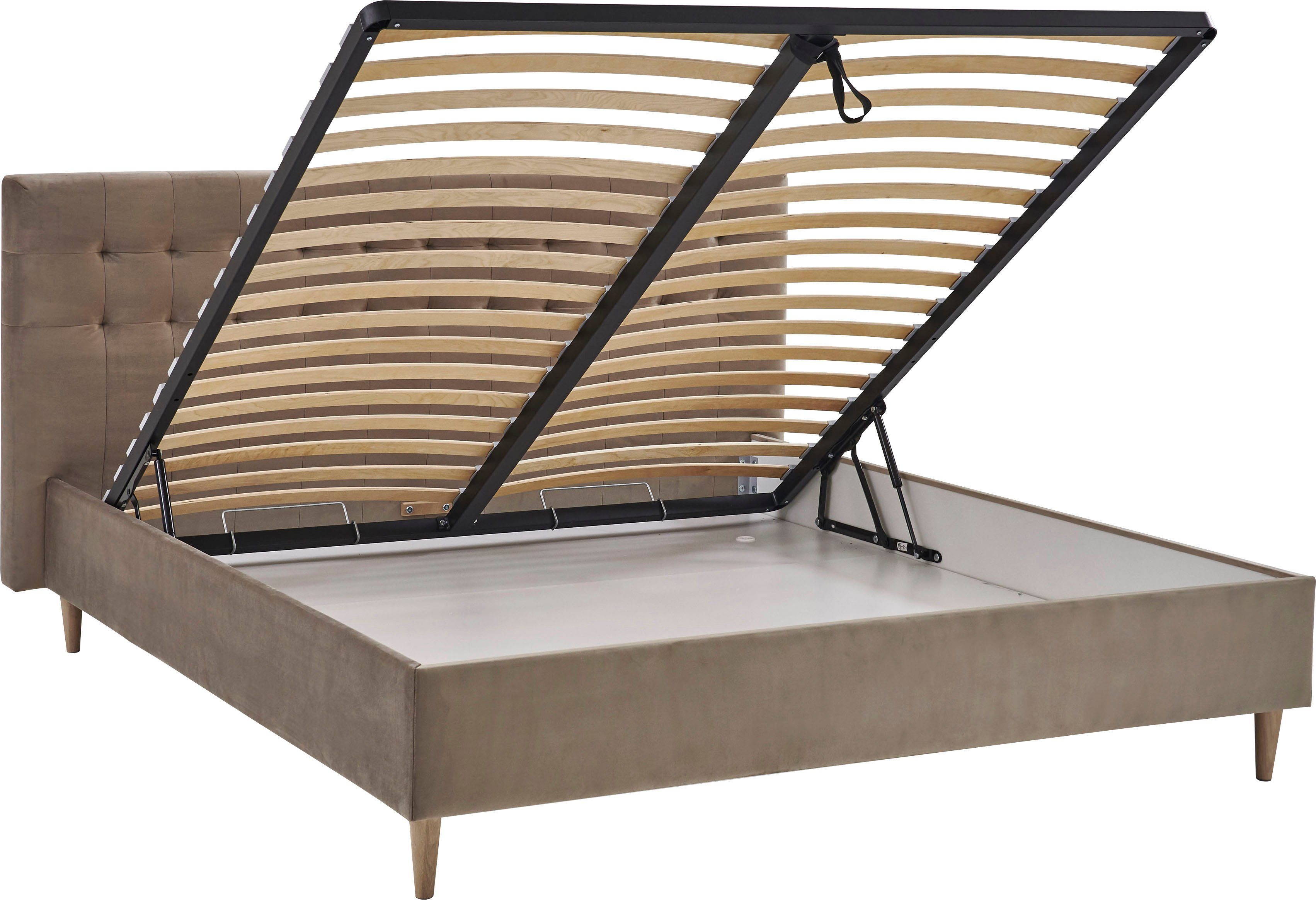 ATLANTIC home collection Gestoffeerd bed Veronika met bedkist en lattenbodem